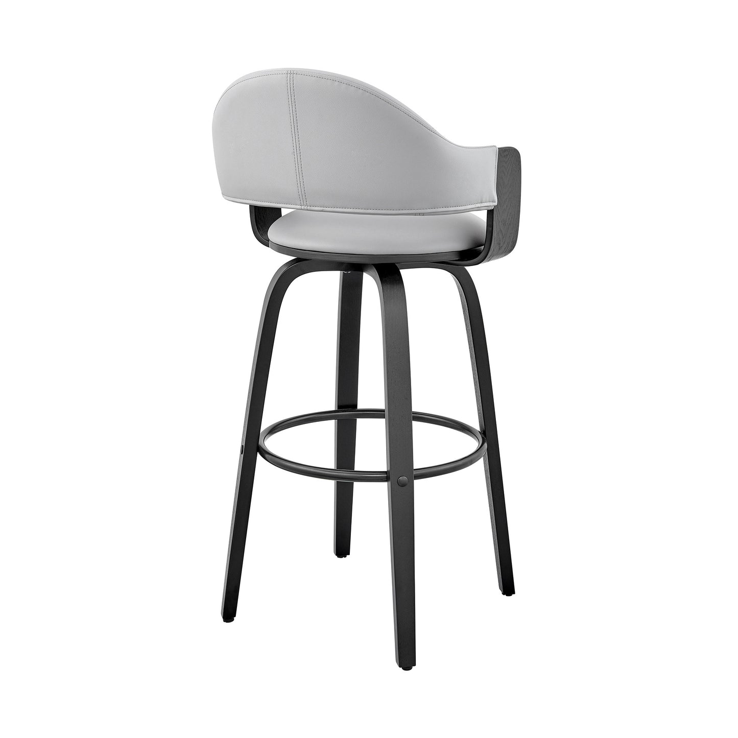 26" Rich Grey Faux Leather Walnut Wood Bar Stool By Homeroots | Bar Stools | Modishstore - 5