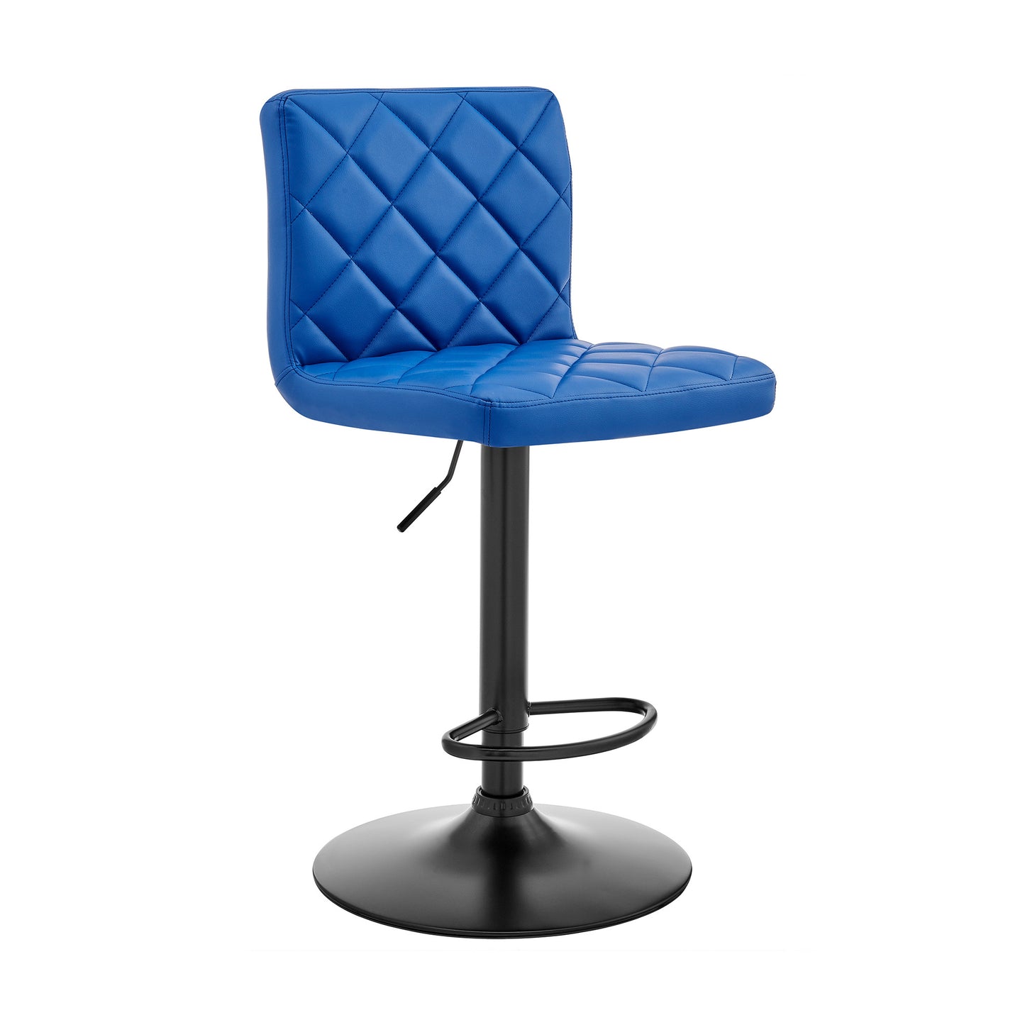 Blue Faux Leather Swivel Adjustable Bar Stool By Homeroots | Bar Stools | Modishstore - 2