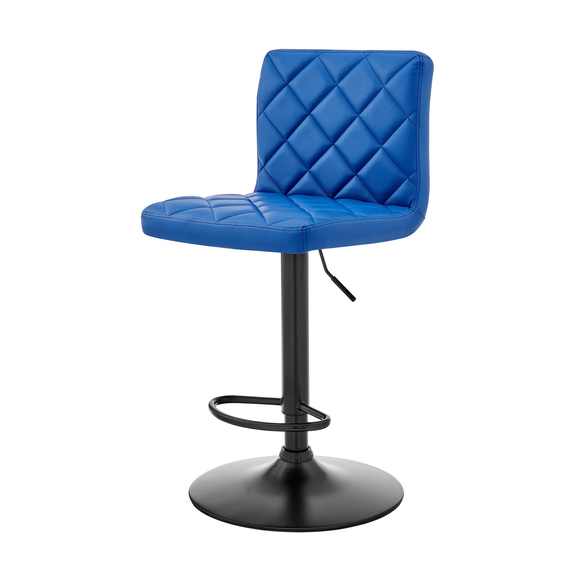 Blue Faux Leather Swivel Adjustable Bar Stool By Homeroots | Bar Stools | Modishstore - 3