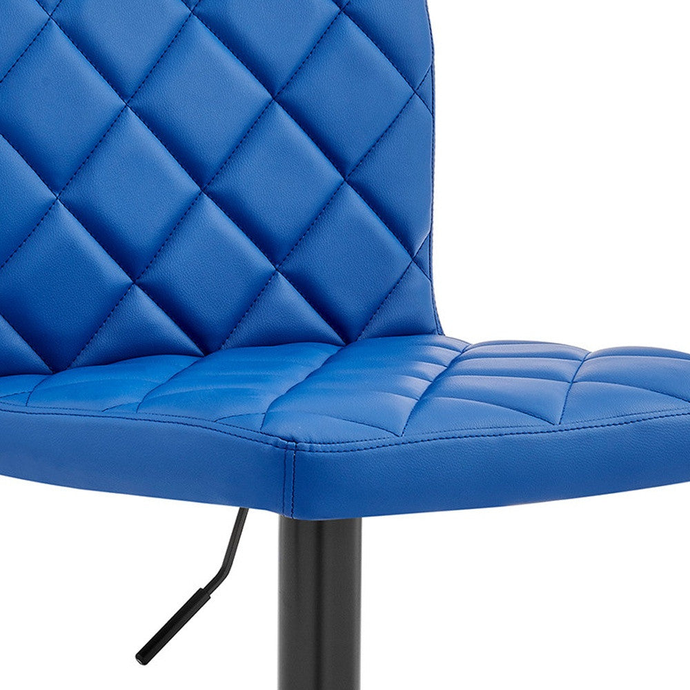 Blue Faux Leather Swivel Adjustable Bar Stool By Homeroots | Bar Stools | Modishstore - 4