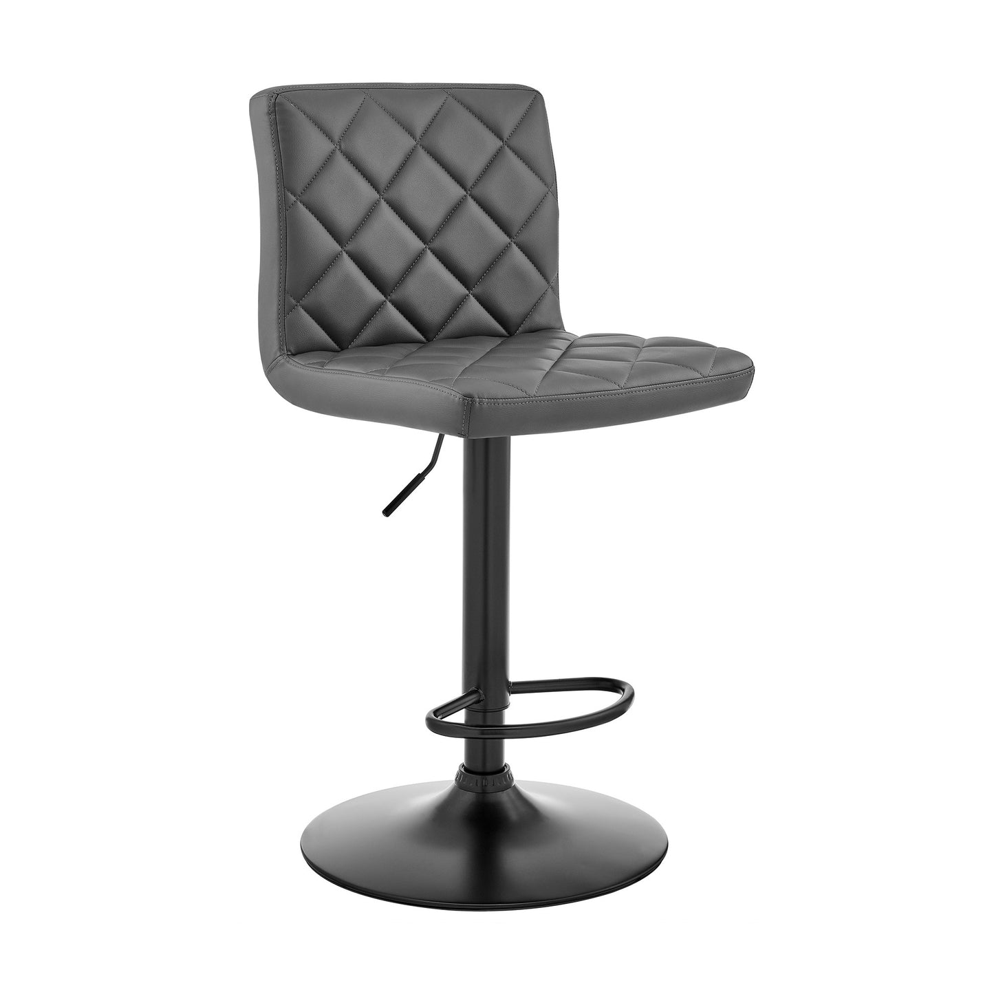 Gray Faux Leather Swivel Adjustable Bar Stool By Homeroots | Bar Stools | Modishstore - 2