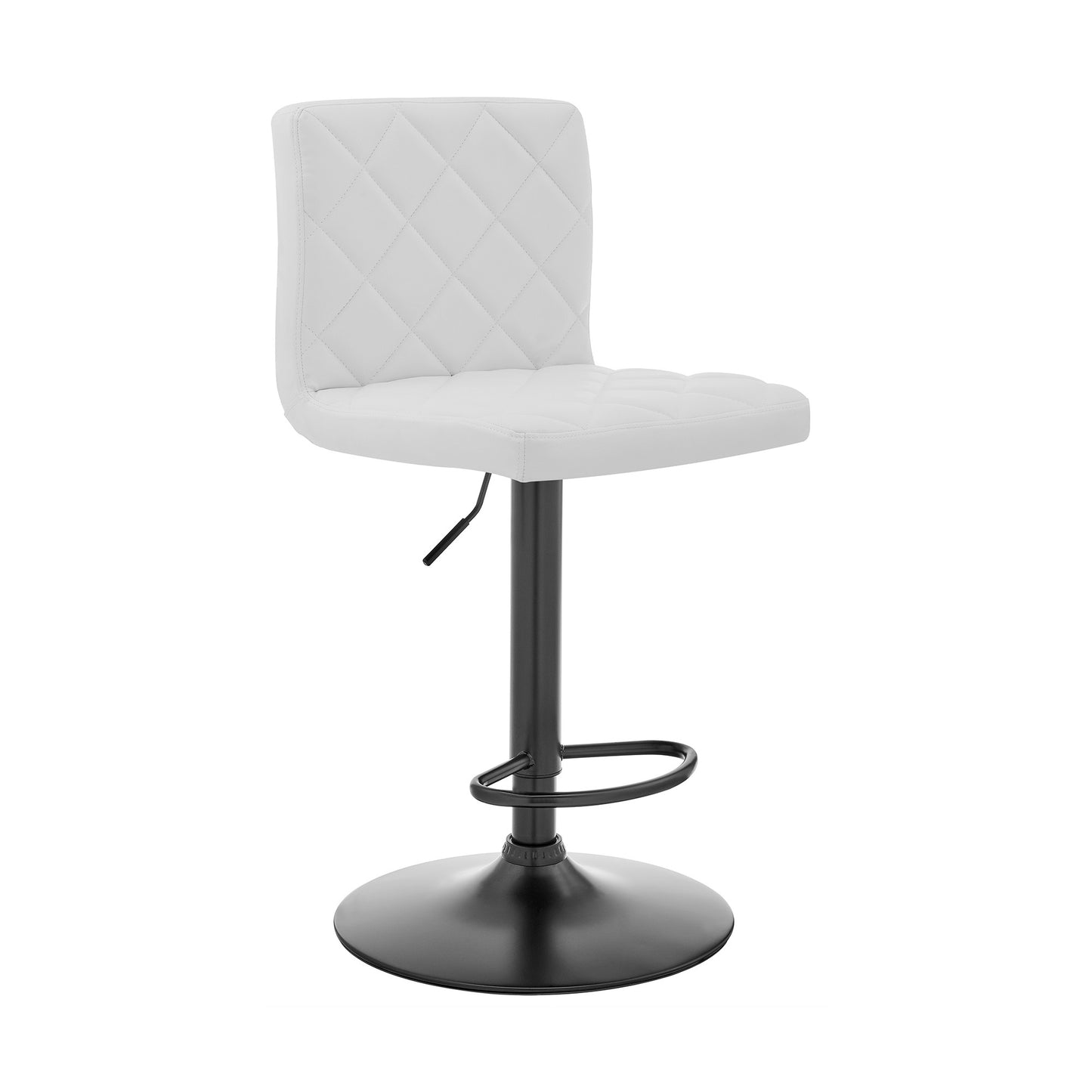 White Faux Leather Swivel Adjustable Bar Stool By Homeroots | Bar Stools | Modishstore - 2