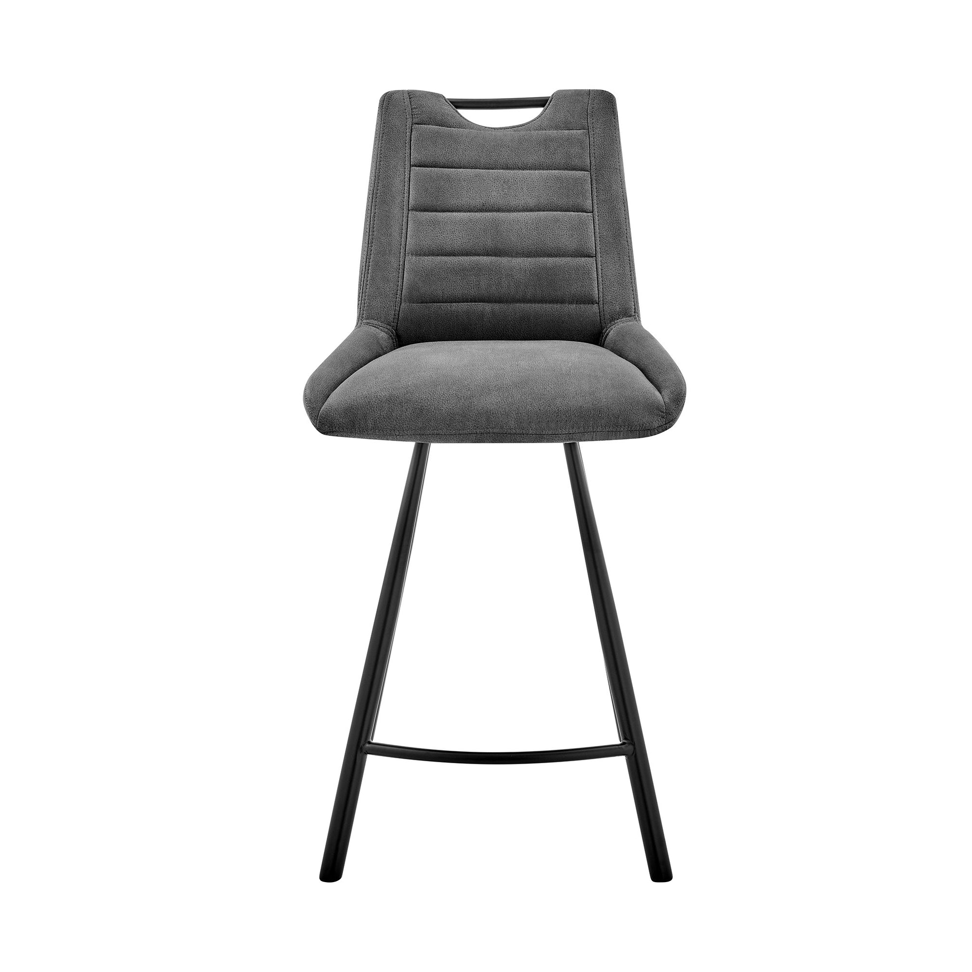 26" Gray Microfiber and Black Metal Counter Stool By Homeroots | Bar Stools | Modishstore - 3