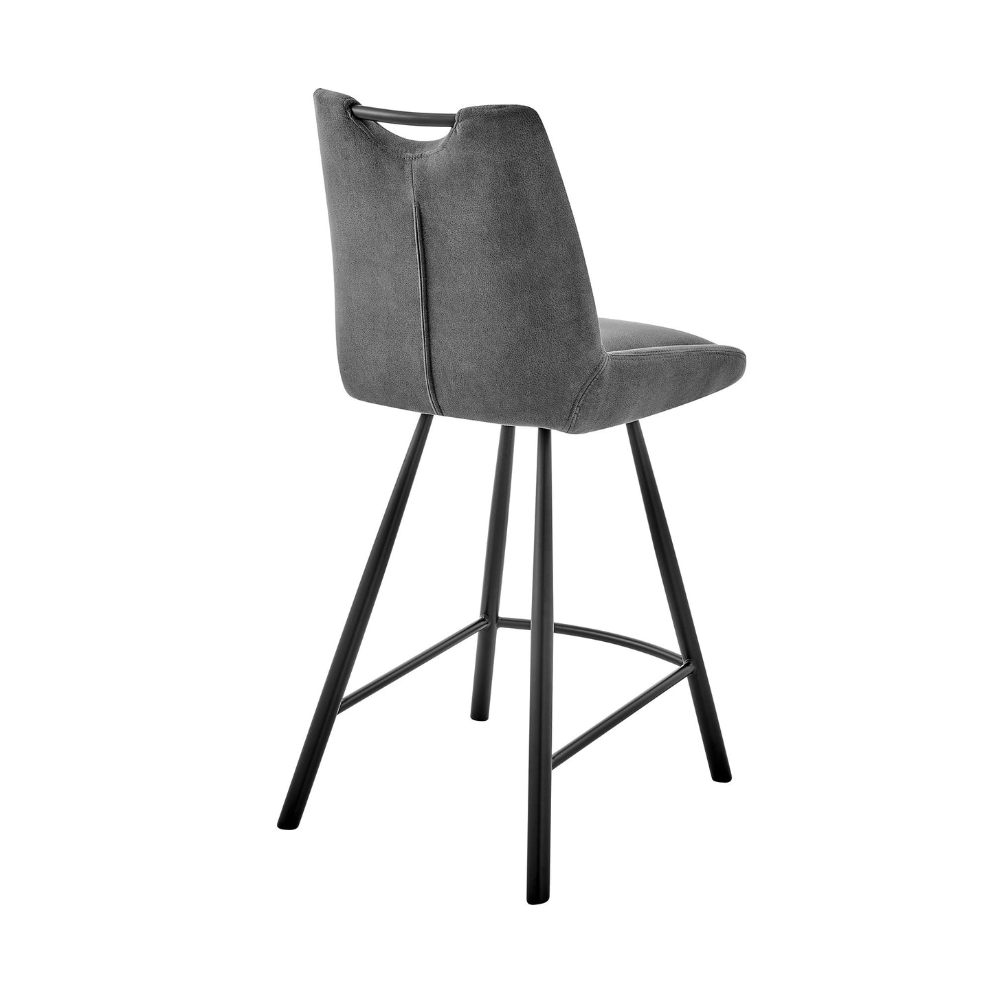 26" Gray Microfiber and Black Metal Counter Stool By Homeroots | Bar Stools | Modishstore - 5