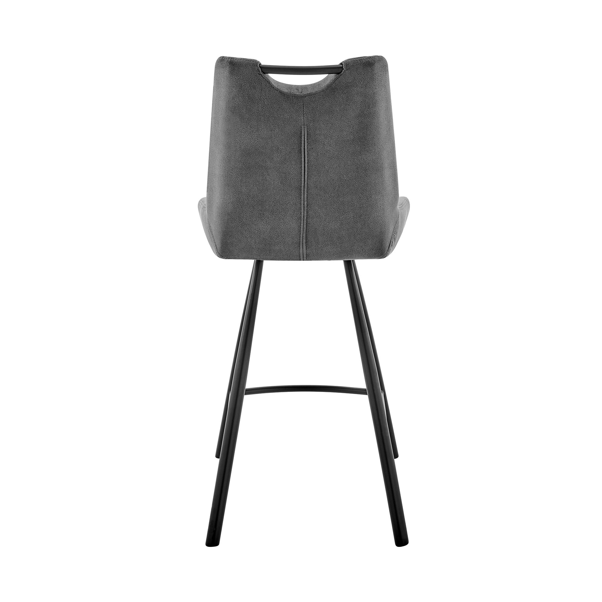 26" Gray Microfiber and Black Metal Counter Stool By Homeroots | Bar Stools | Modishstore - 6