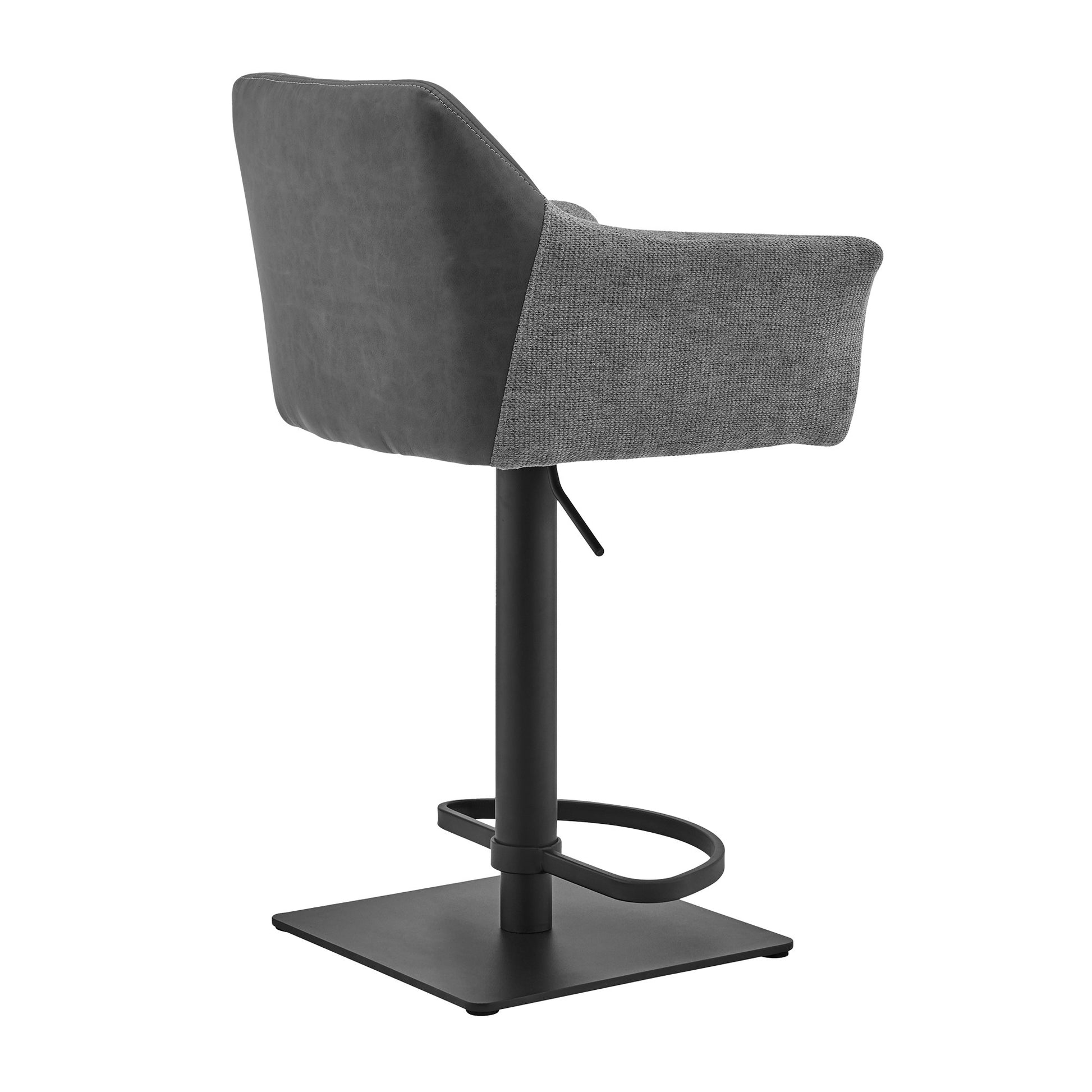 Lush Grey Faux Leather and Fabric Adjustable Swivel Stool By Homeroots | Bar Stools | Modishstore - 4