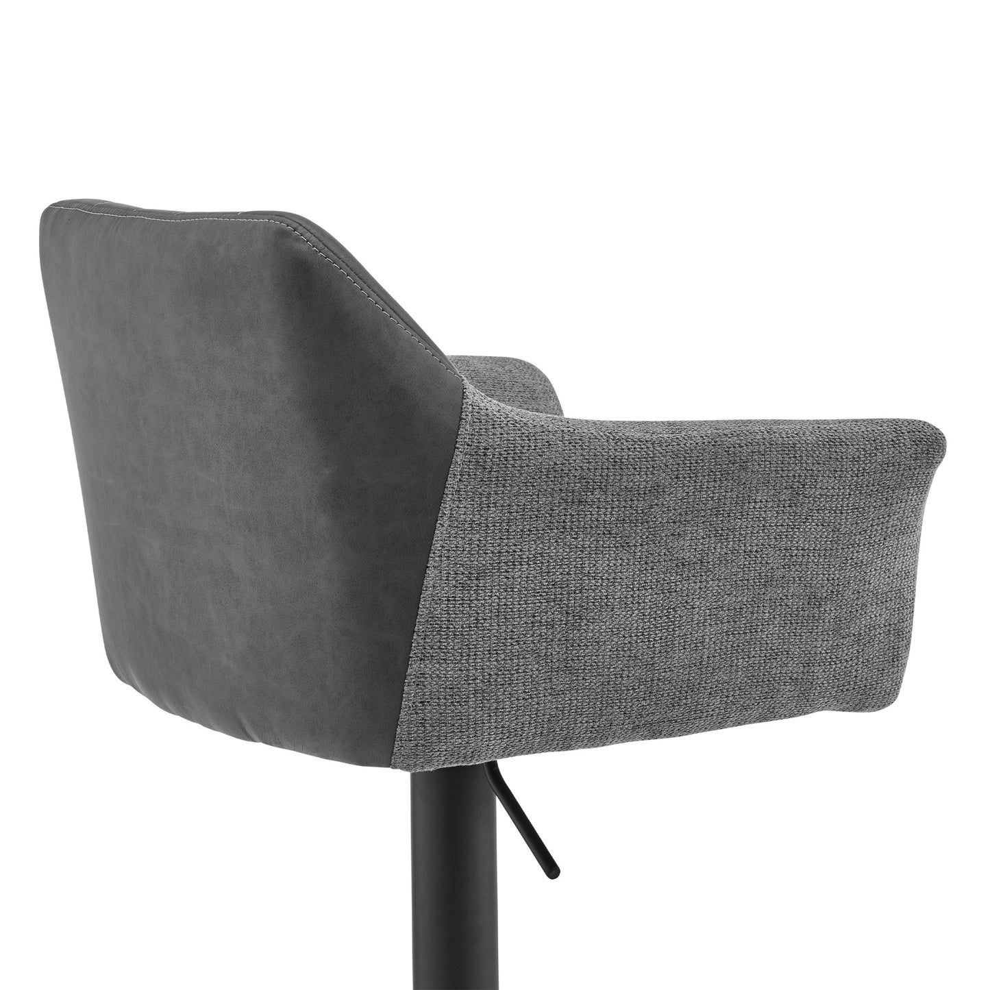 Lush Grey Faux Leather and Fabric Adjustable Swivel Stool By Homeroots | Bar Stools | Modishstore - 6