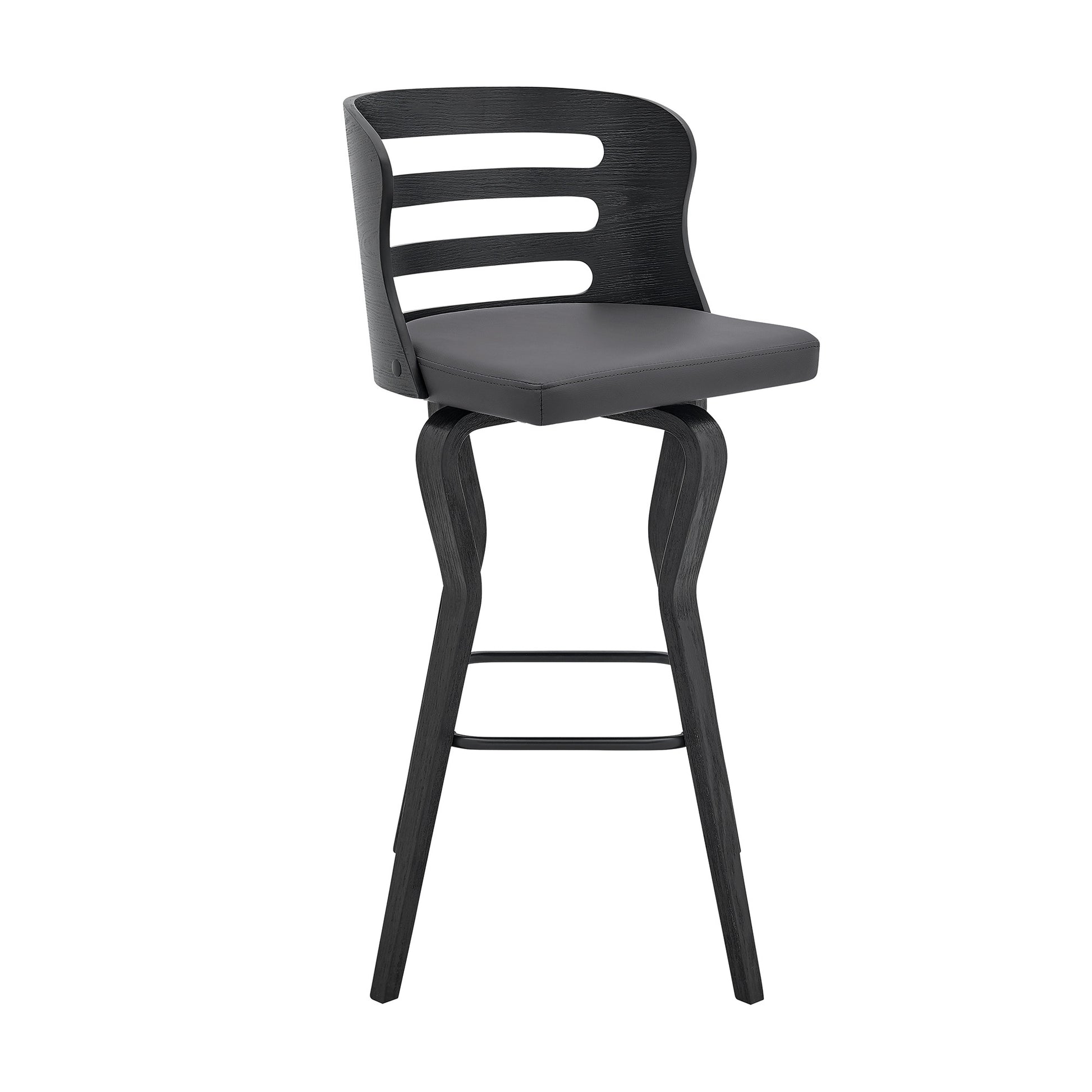 39" Matte Black And Gray Bar Height Swivel Full Back Bar Chair By Homeroots | Bar Stools | Modishstore