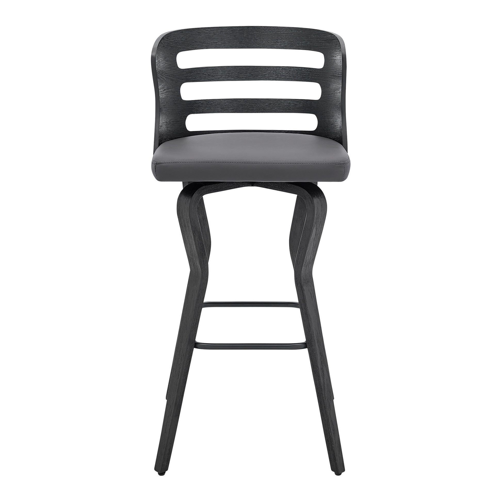 39" Matte Black And Gray Bar Height Swivel Full Back Bar Chair By Homeroots | Bar Stools | Modishstore - 2