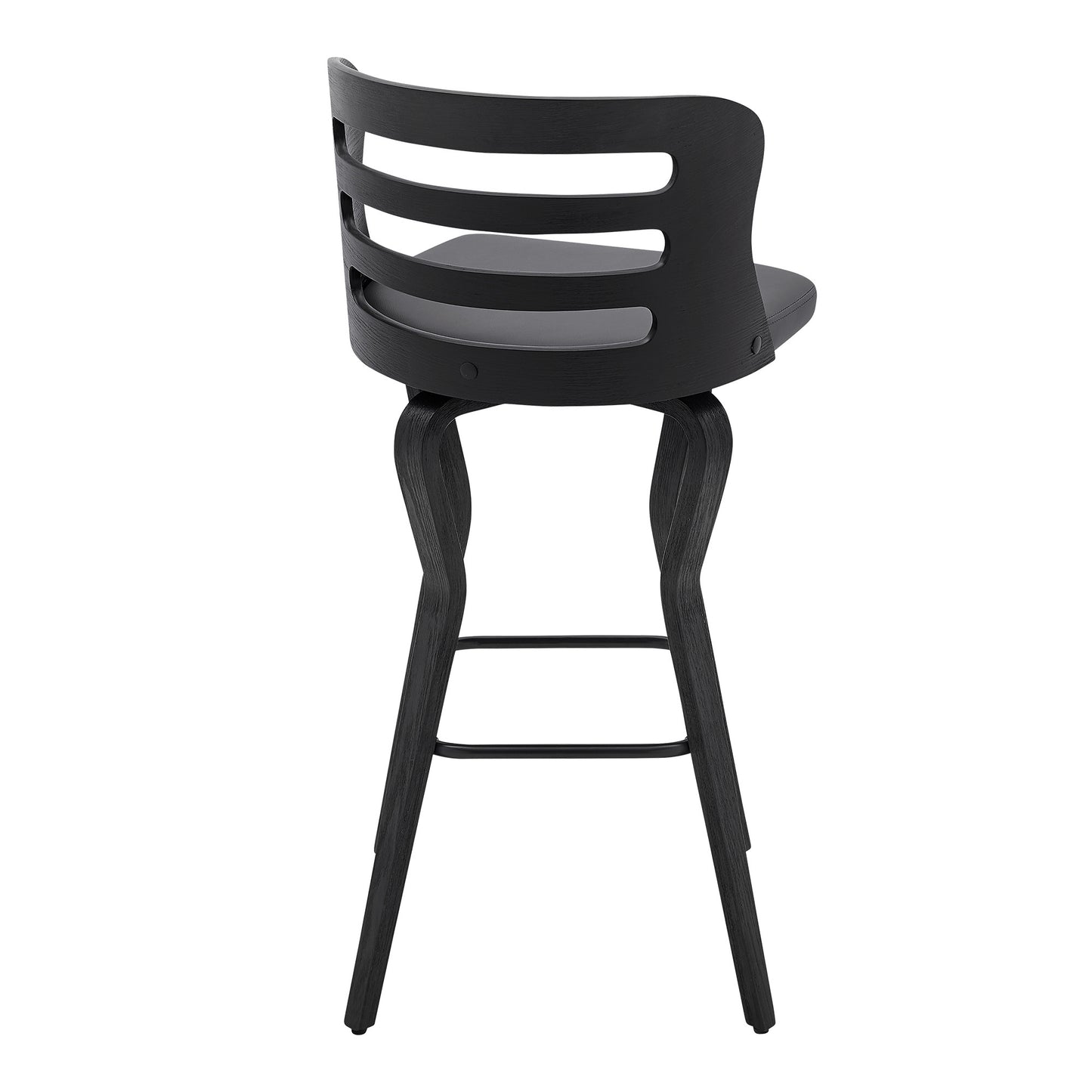 39" Matte Black And Gray Bar Height Swivel Full Back Bar Chair By Homeroots | Bar Stools | Modishstore - 4