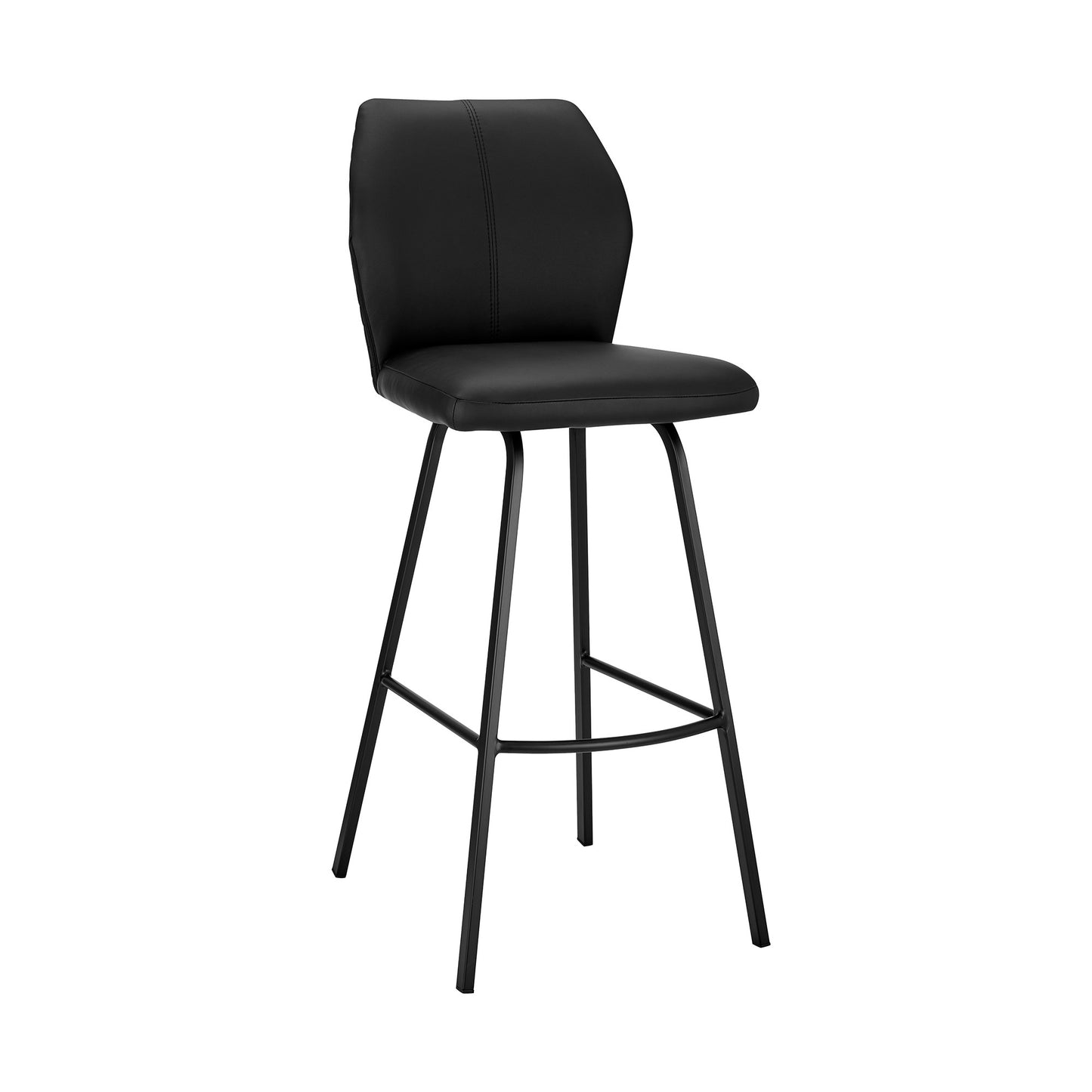 42" Black Faux Leather And Iron Bar Height Chair By Homeroots | Bar Stools | Modishstore