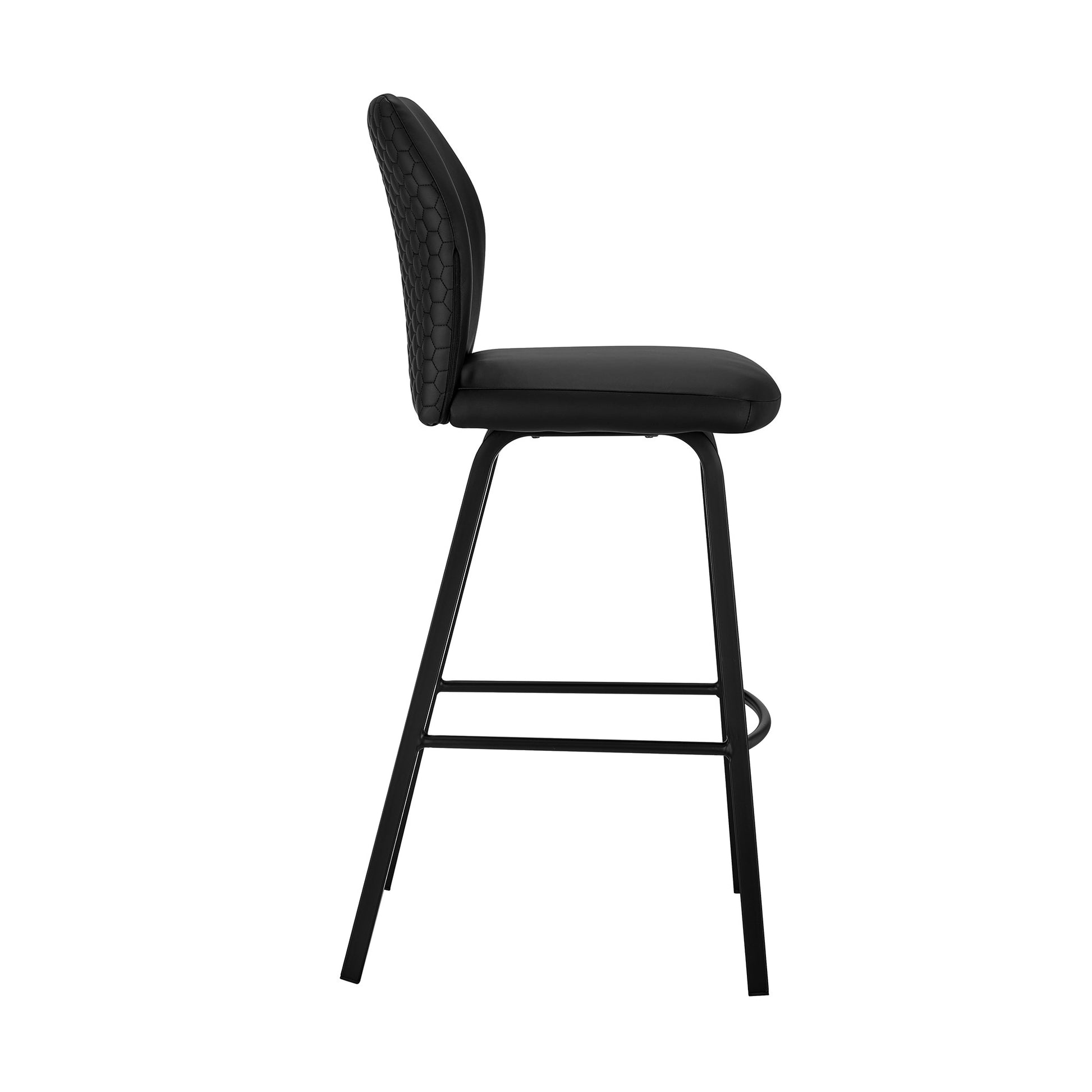 42" Black Faux Leather And Iron Bar Height Chair By Homeroots | Bar Stools | Modishstore - 3