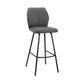 38" Gray Faux Leather And Iron Counter Height Bar Chair By Homeroots
