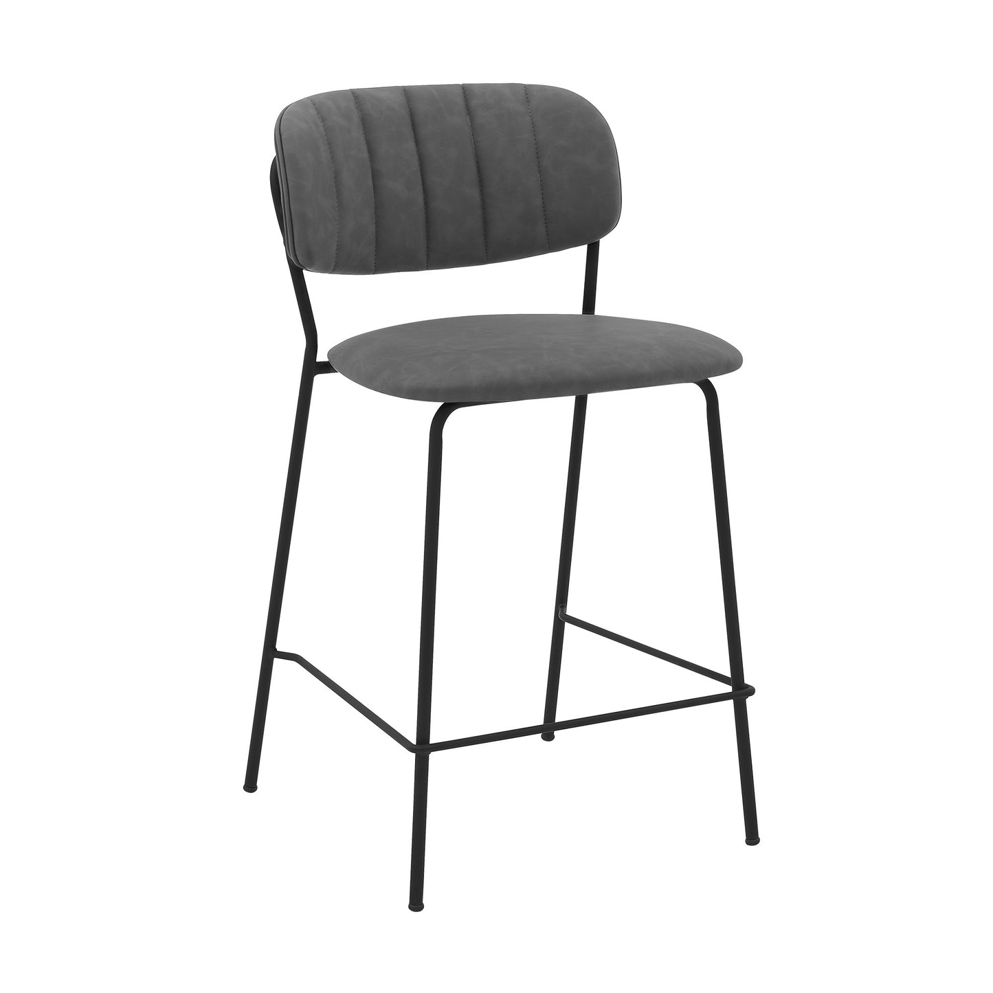 26" Mod Grey Faux Leather Bar Stool with Black Metal Frame By Homeroots | Bar Stools | Modishstore - 2