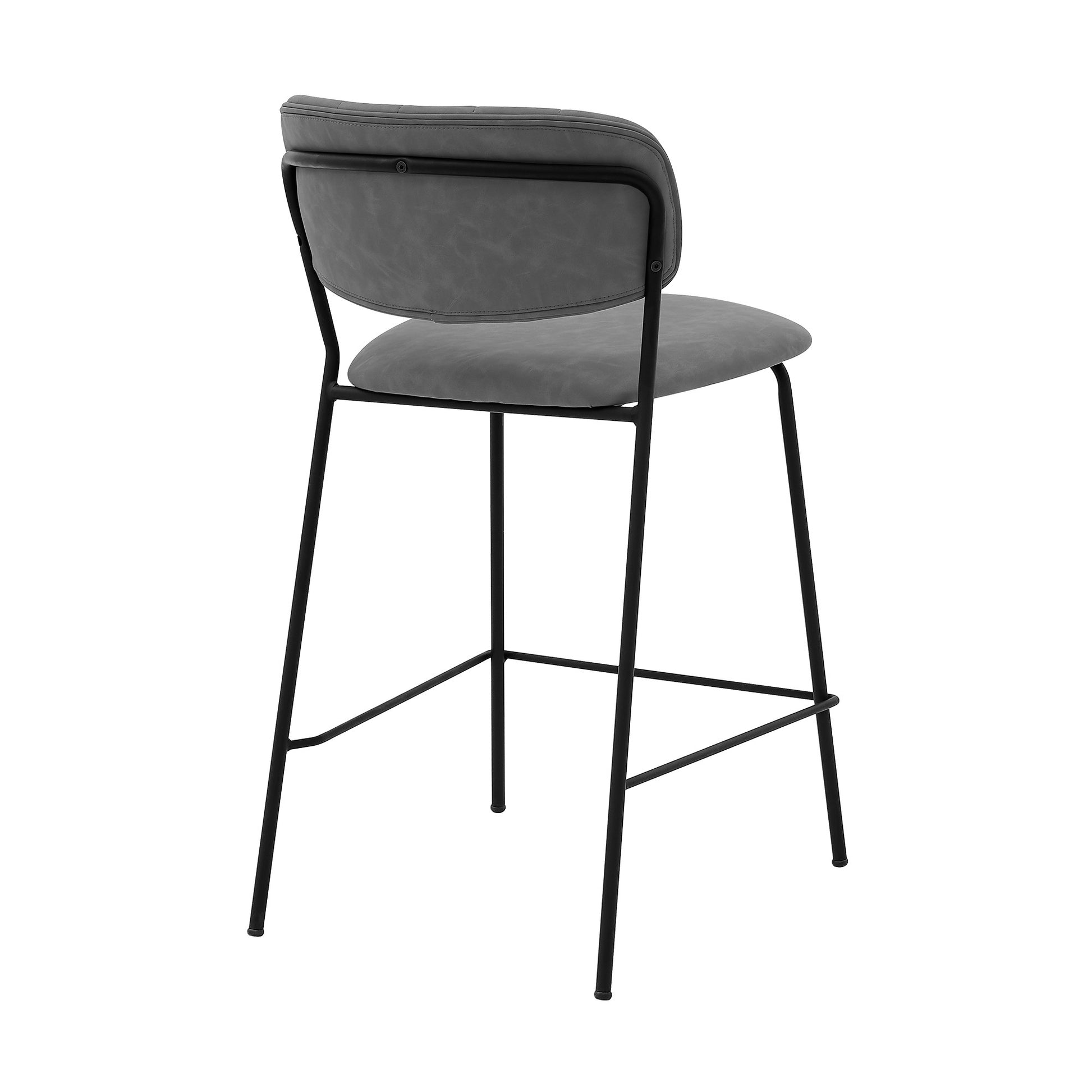 26" Mod Grey Faux Leather Bar Stool with Black Metal Frame By Homeroots | Bar Stools | Modishstore - 4