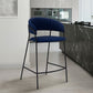 37" Blue Faux Leather And Iron Low Back Counter Height Bar Chair By Homeroots