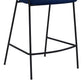 37" Blue Faux Leather And Iron Low Back Counter Height Bar Chair By Homeroots