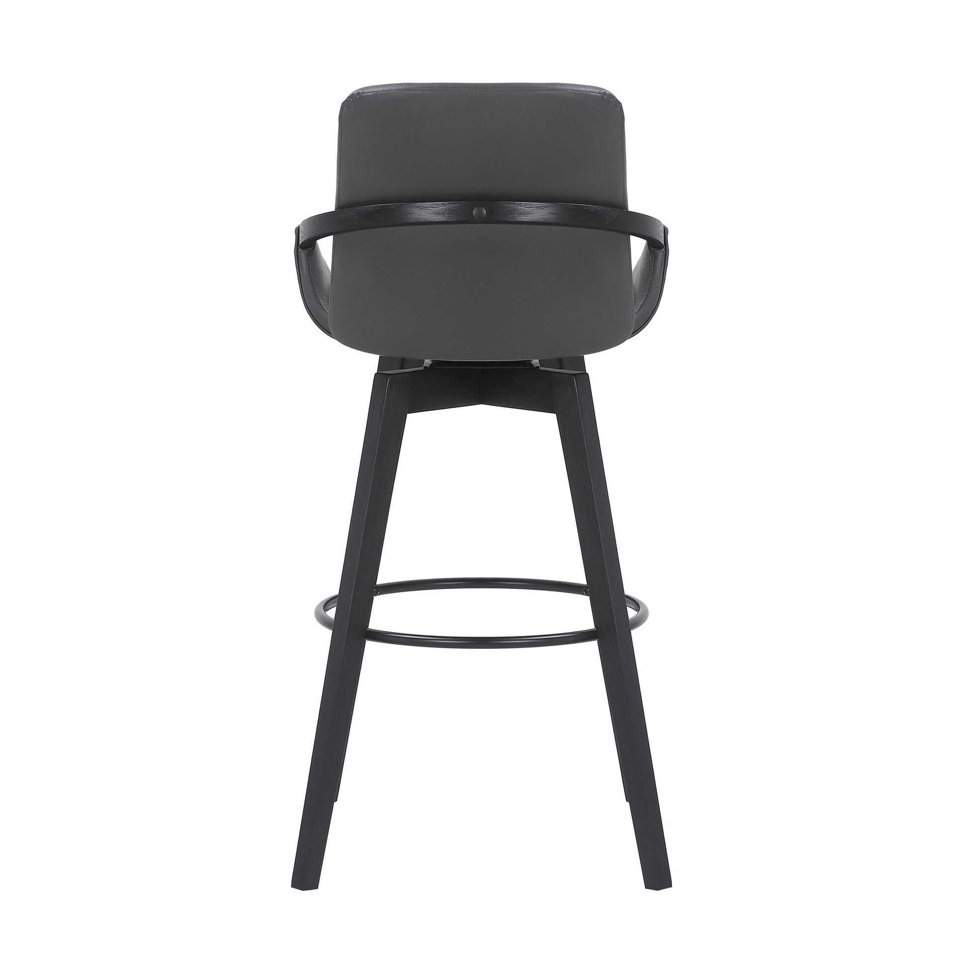 30" Luxurious Grey Faux Leather and Black Wood Swivel Bar Stool By Homeroots | Bar Stools | Modishstore - 6