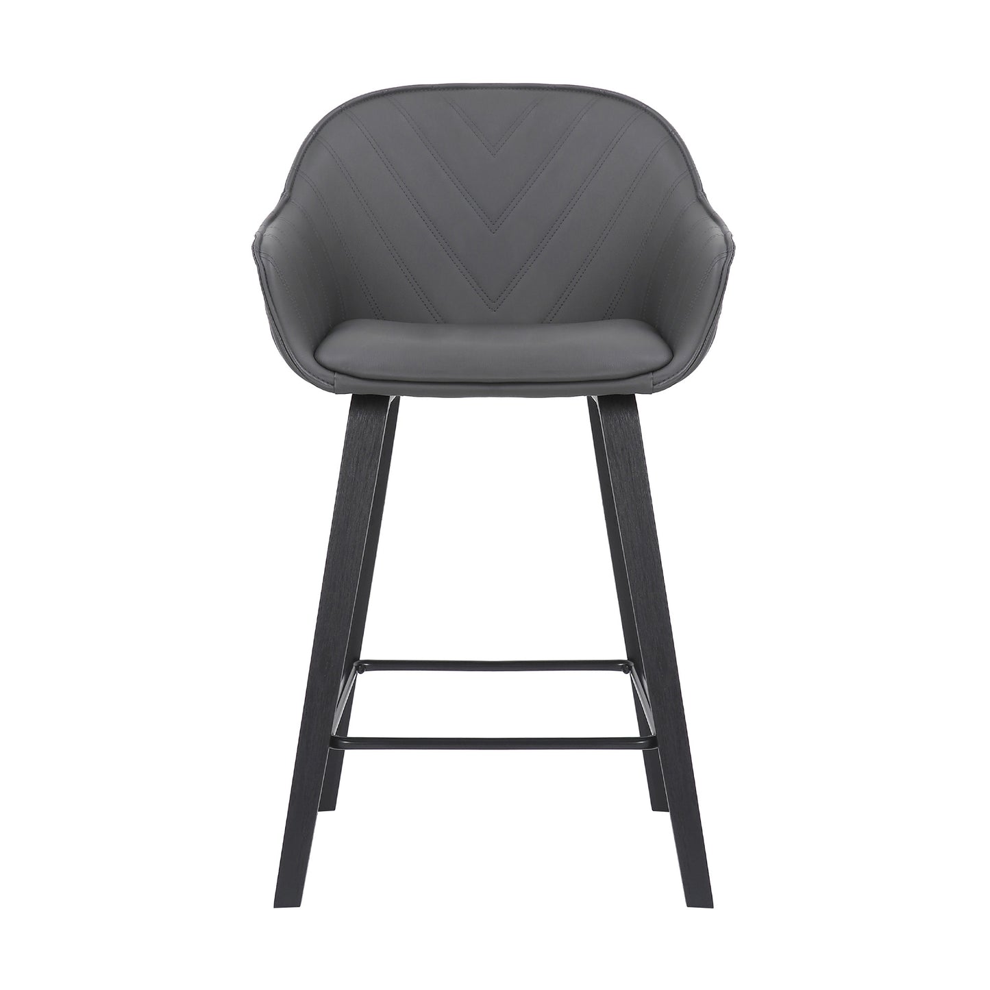 30" Grey Faux Leather Bar Stool with Wooden Frame By Homeroots