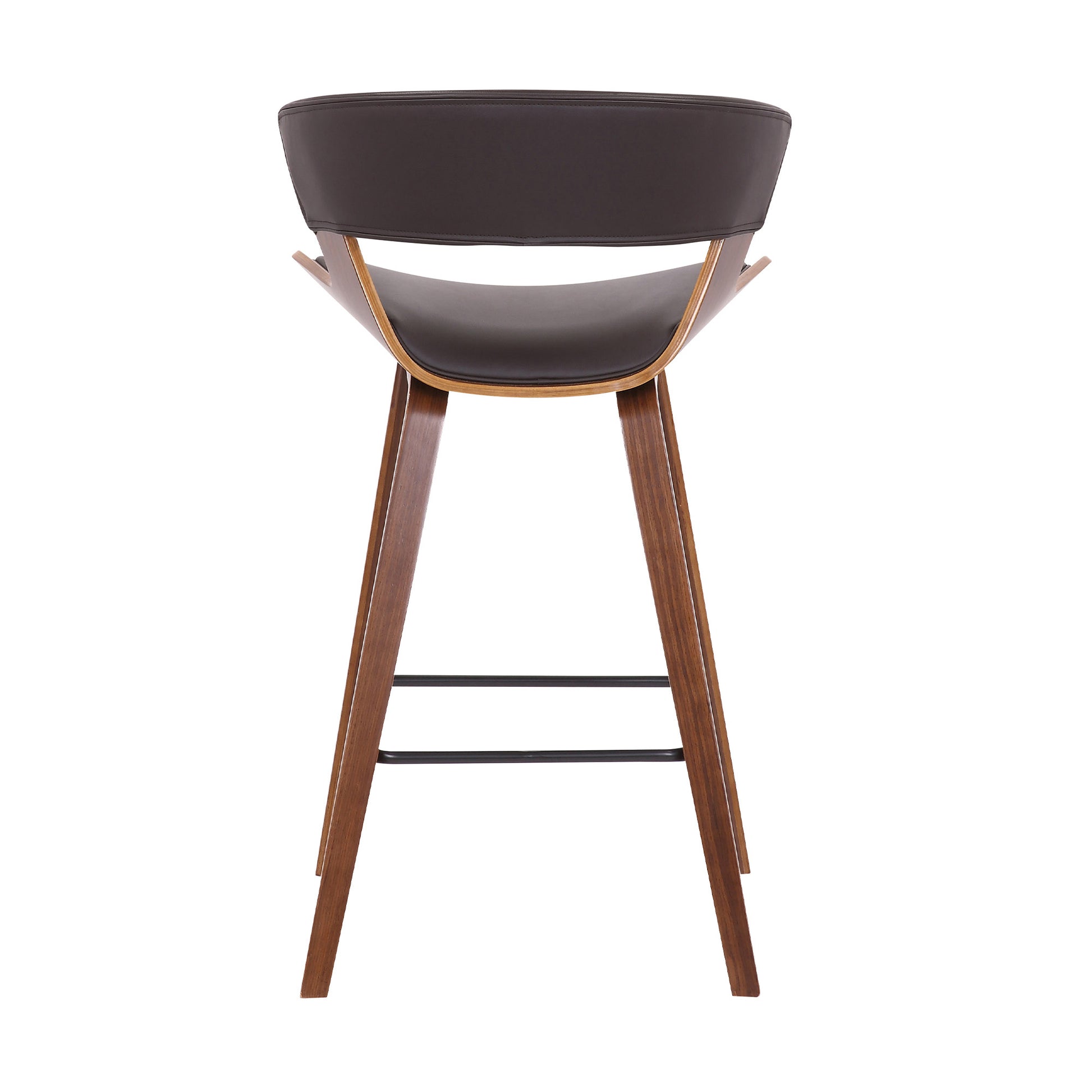 Dark Brown Faux Leather and Wood Modern Bar Stool By Homeroots | Bar Stools | Modishstore - 6