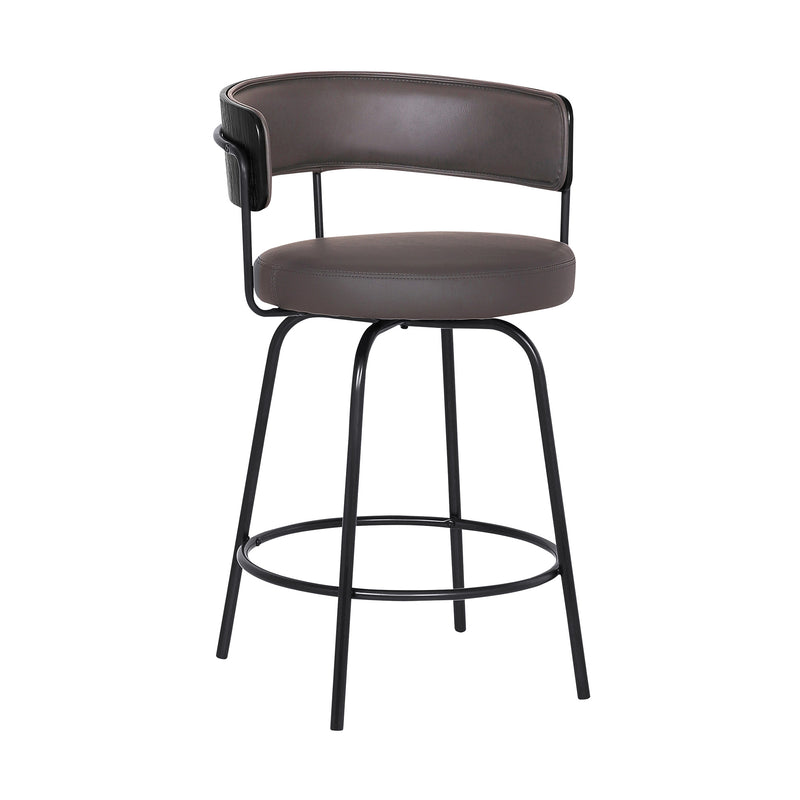 26" Gray Faux Leather Modern Swivel Bar Stool By Homeroots | Bar Stools | Modishstore