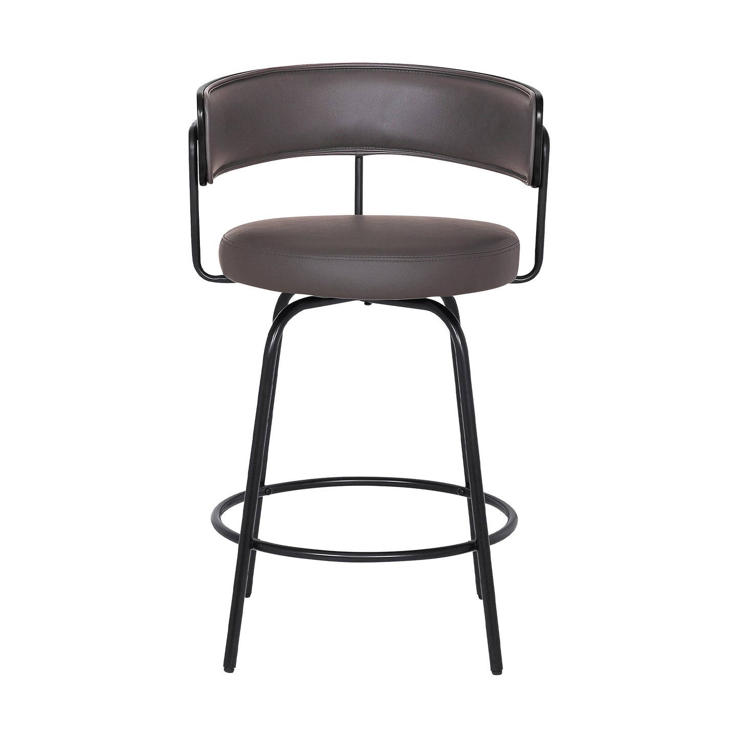 26" Gray Faux Leather Modern Swivel Bar Stool By Homeroots | Bar Stools | Modishstore - 2