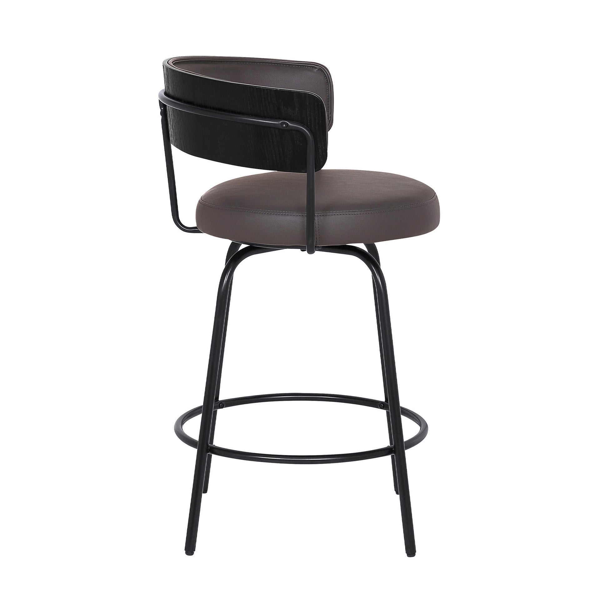 26" Gray Faux Leather Modern Swivel Bar Stool By Homeroots | Bar Stools | Modishstore - 3