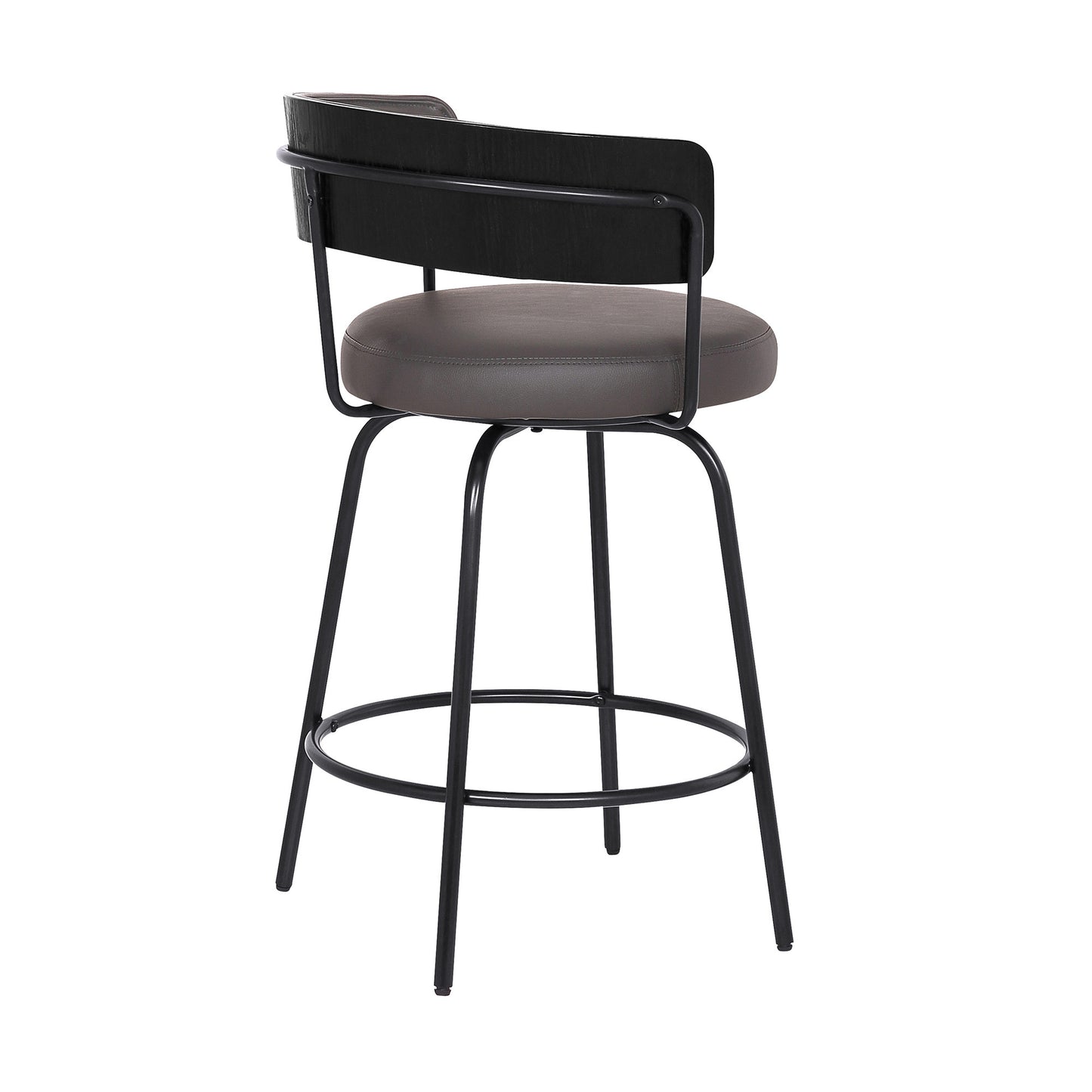 26" Gray Faux Leather Modern Swivel Bar Stool By Homeroots | Bar Stools | Modishstore - 4