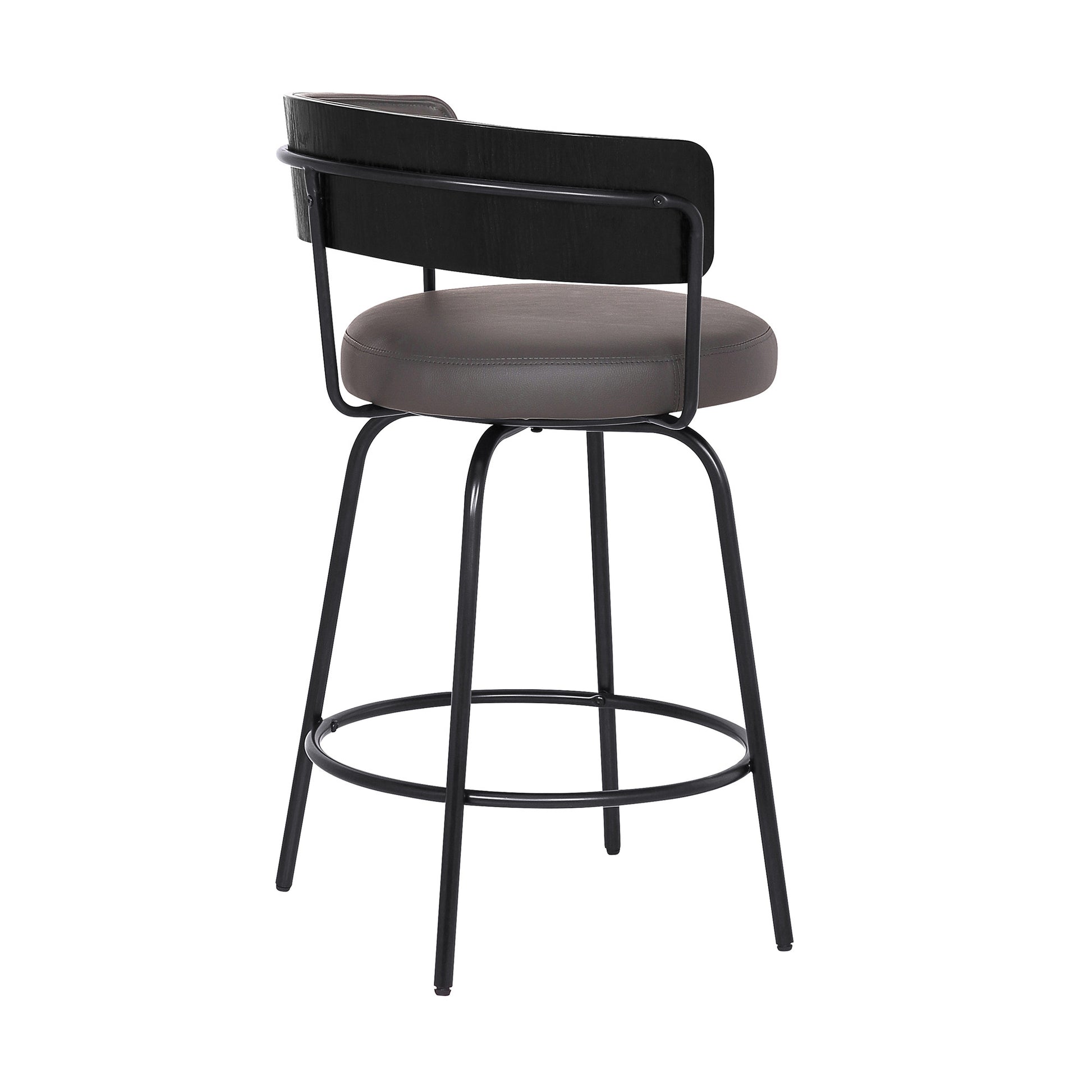 26" Gray Faux Leather Modern Swivel Bar Stool By Homeroots | Bar Stools | Modishstore - 4