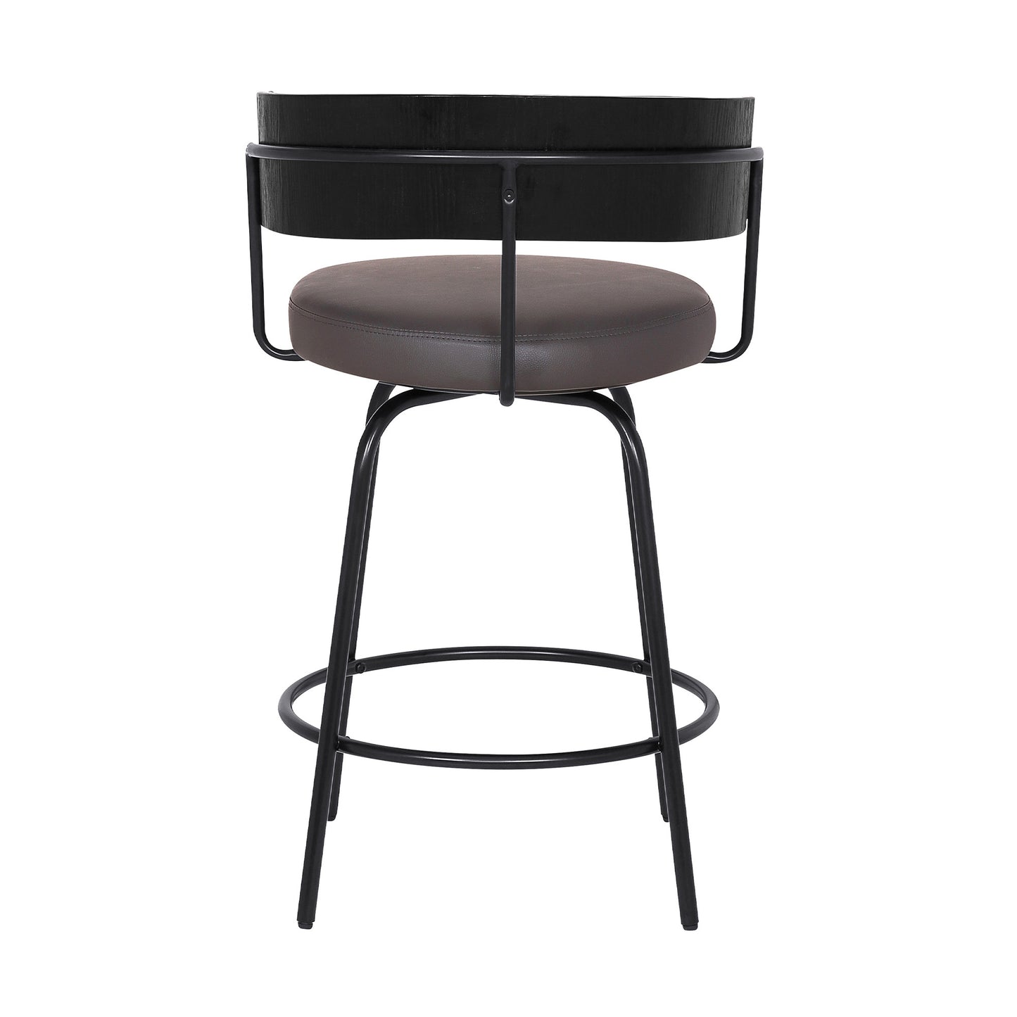 26" Gray Faux Leather Modern Swivel Bar Stool By Homeroots | Bar Stools | Modishstore - 5