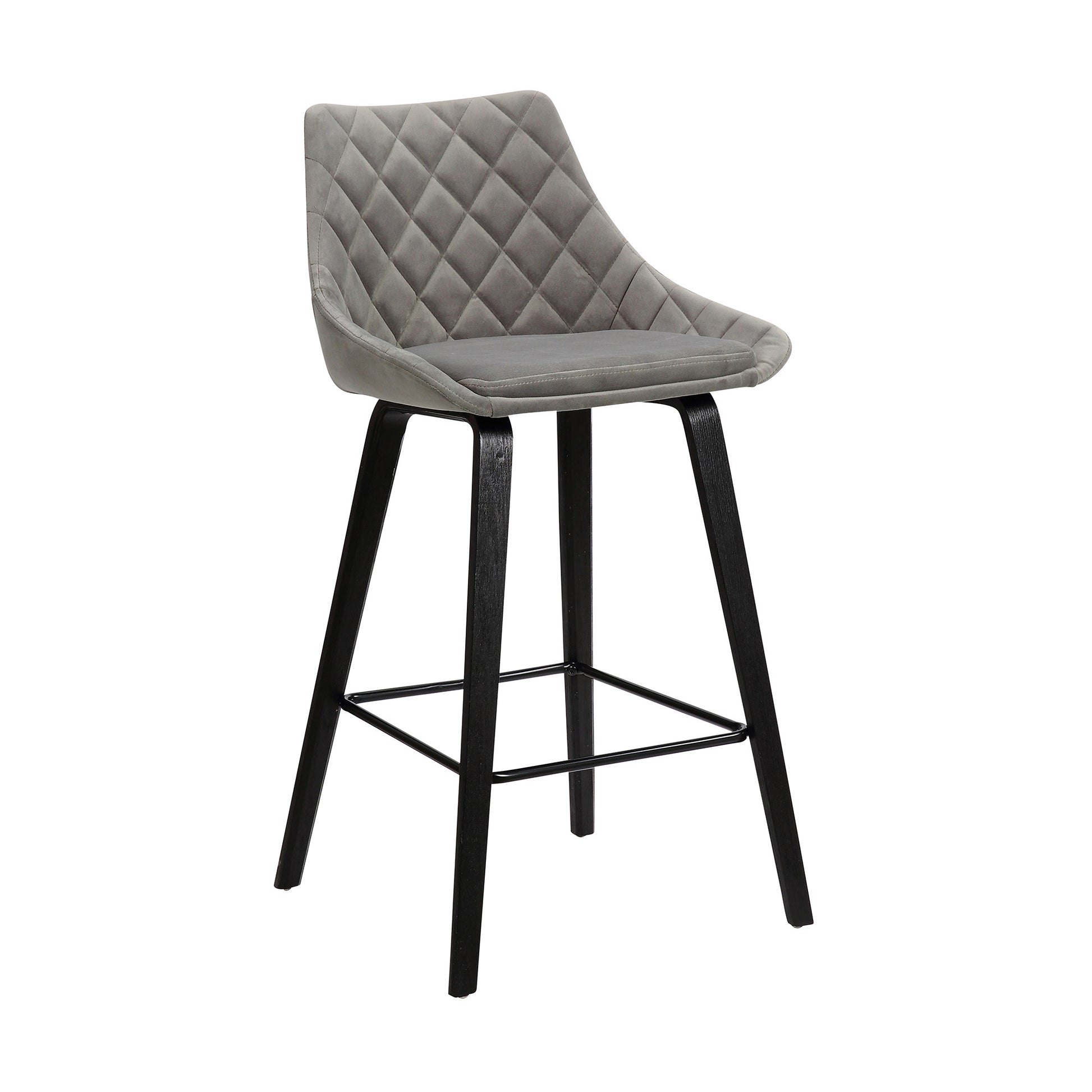 26" Gray Tufted Velvet Upholstered Bar Stool By Homeroots | Bar Stools | Modishstore