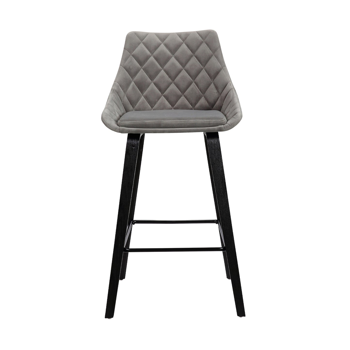 26" Gray Tufted Velvet Upholstered Bar Stool By Homeroots | Bar Stools | Modishstore - 2