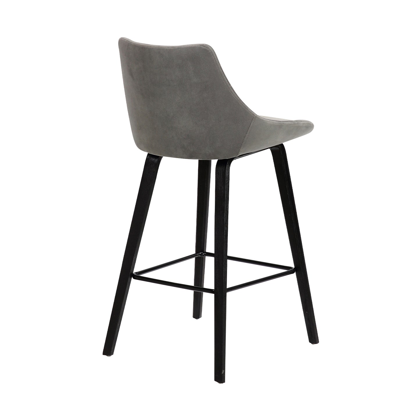 26" Gray Tufted Velvet Upholstered Bar Stool By Homeroots | Bar Stools | Modishstore - 4