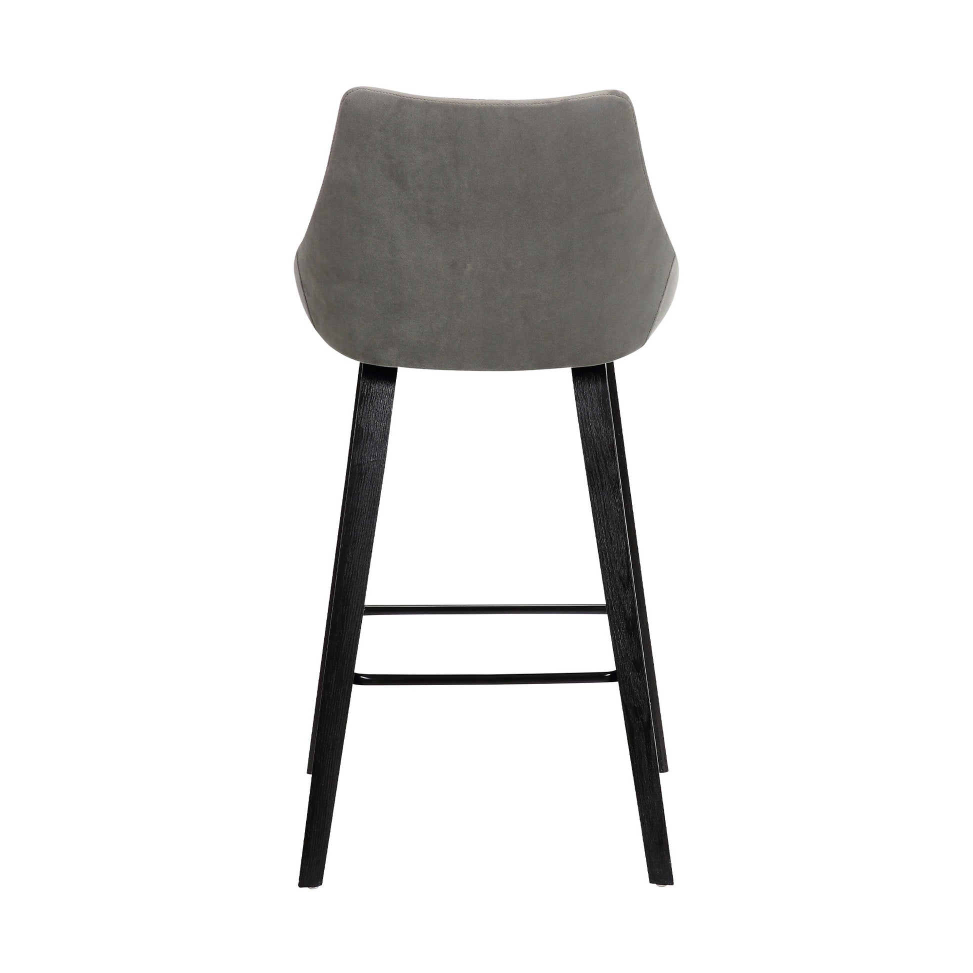 26" Gray Tufted Velvet Upholstered Bar Stool By Homeroots | Bar Stools | Modishstore - 5