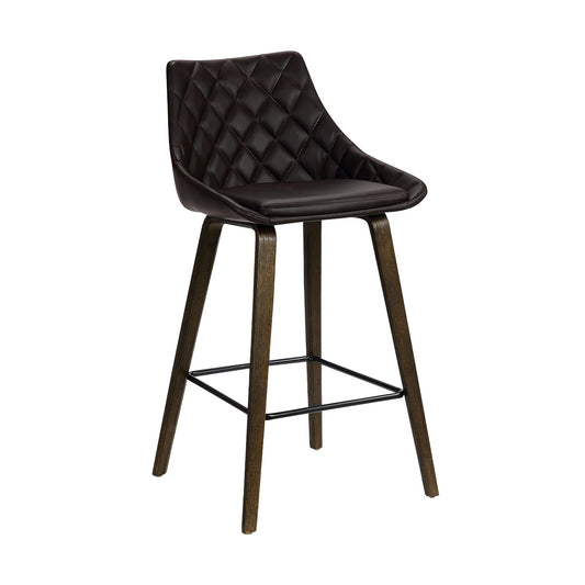 26" Brown Tufted Velvet Upholstered Bar Stool By Homeroots | Bar Stools | Modishstore