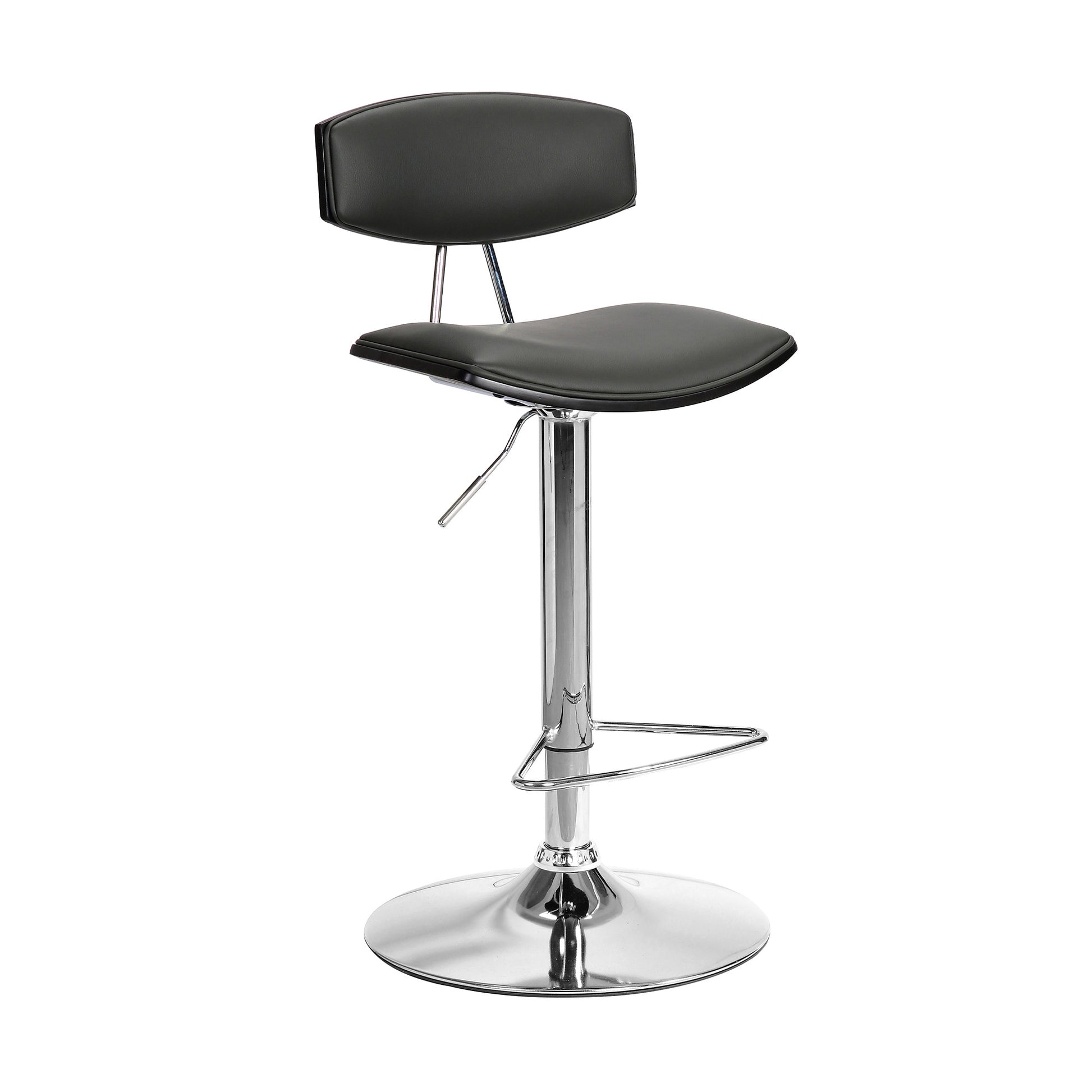 Gray Faux Leather Adjustable Chrome Base Swivel Bar Stool By Homeroots | Bar Stools | Modishstore