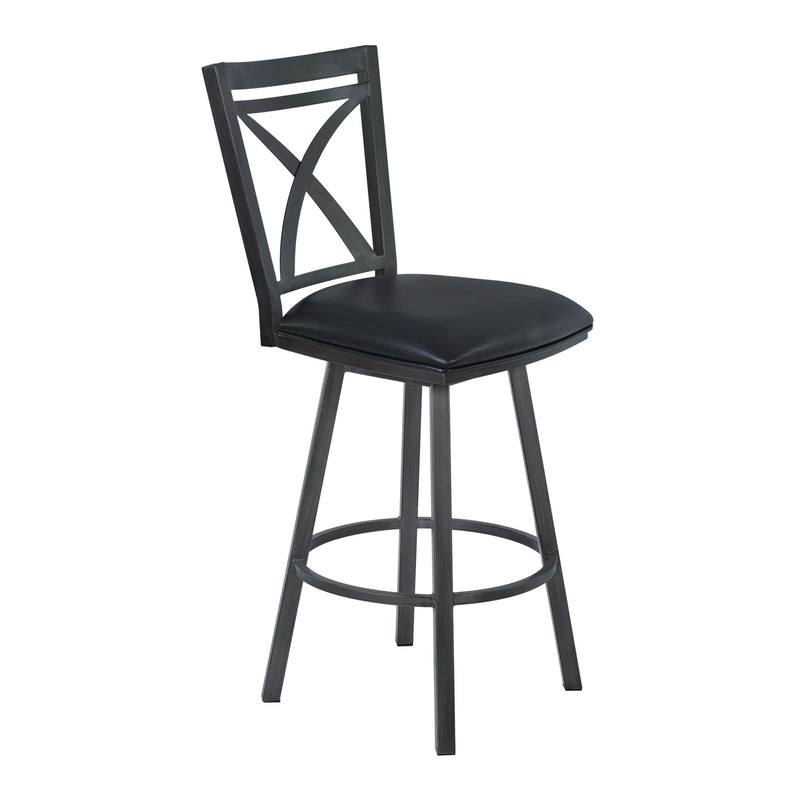 46" Black Faux Leather And Iron Swivel Bar Height Chair By Homeroots | Bar Stools | Modishstore