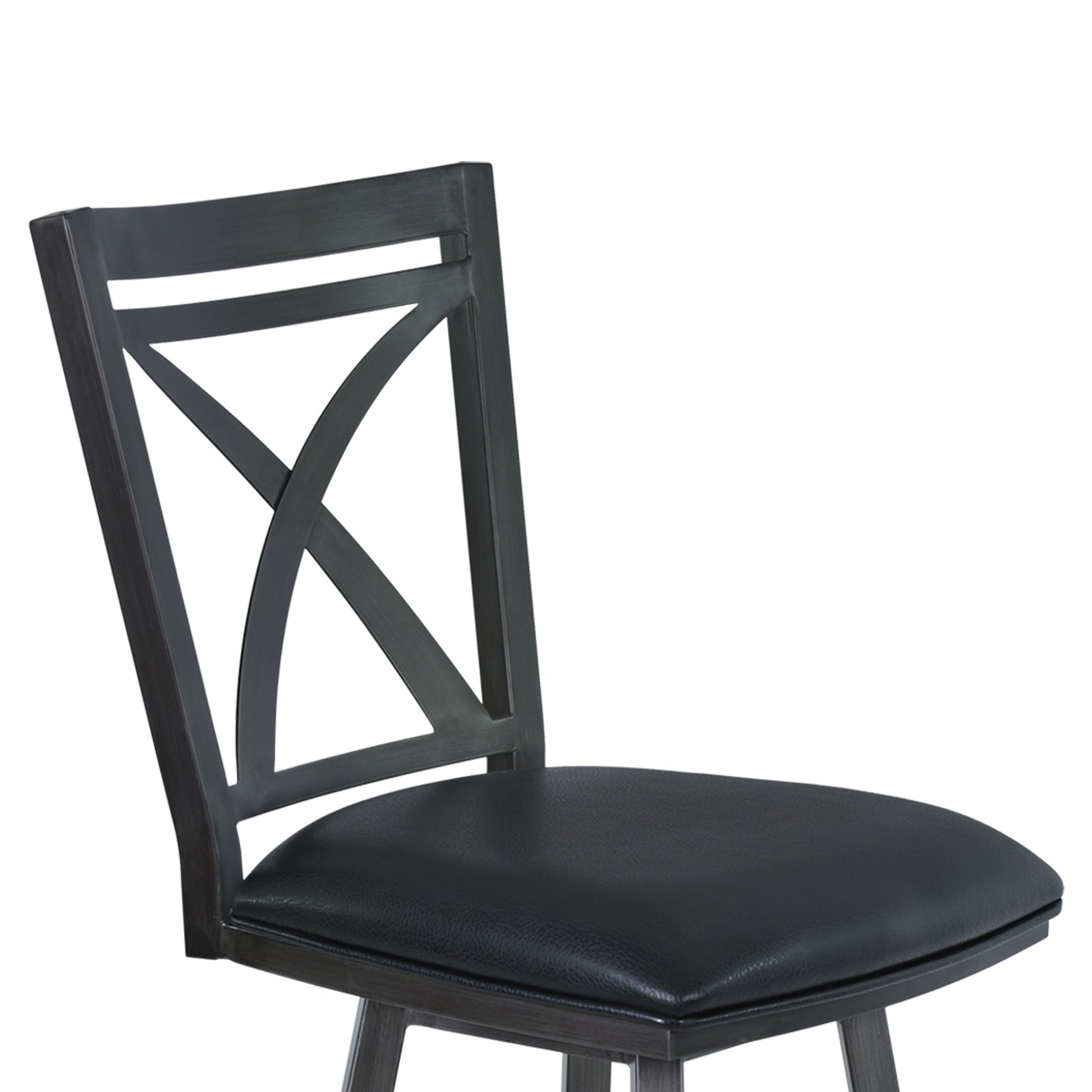 46" Black Faux Leather And Iron Swivel Bar Height Chair By Homeroots | Bar Stools | Modishstore - 4