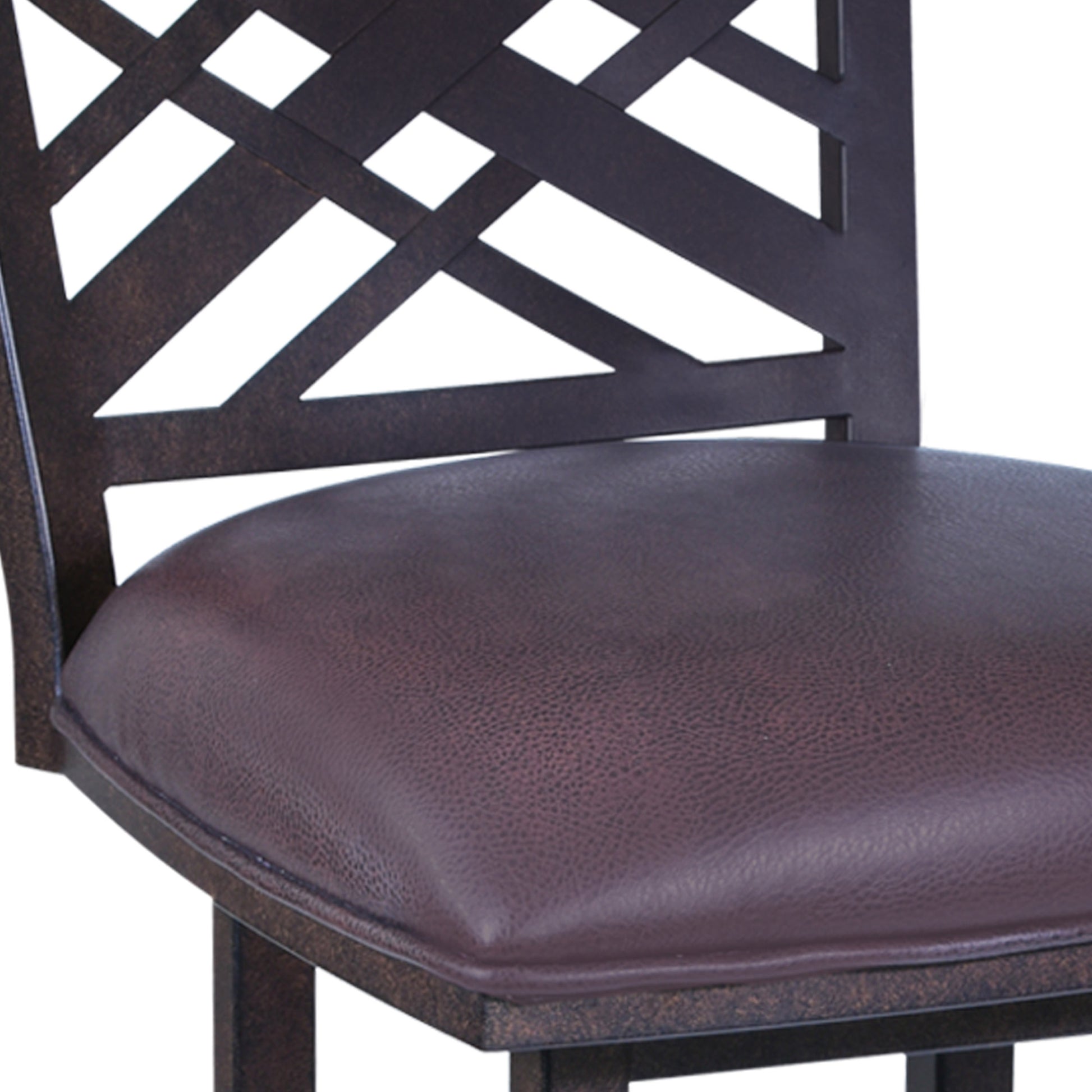 41" Brown Faux Leather And Iron Counter Height Bar Chair By Homeroots | Bar Stools | Modishstore - 5