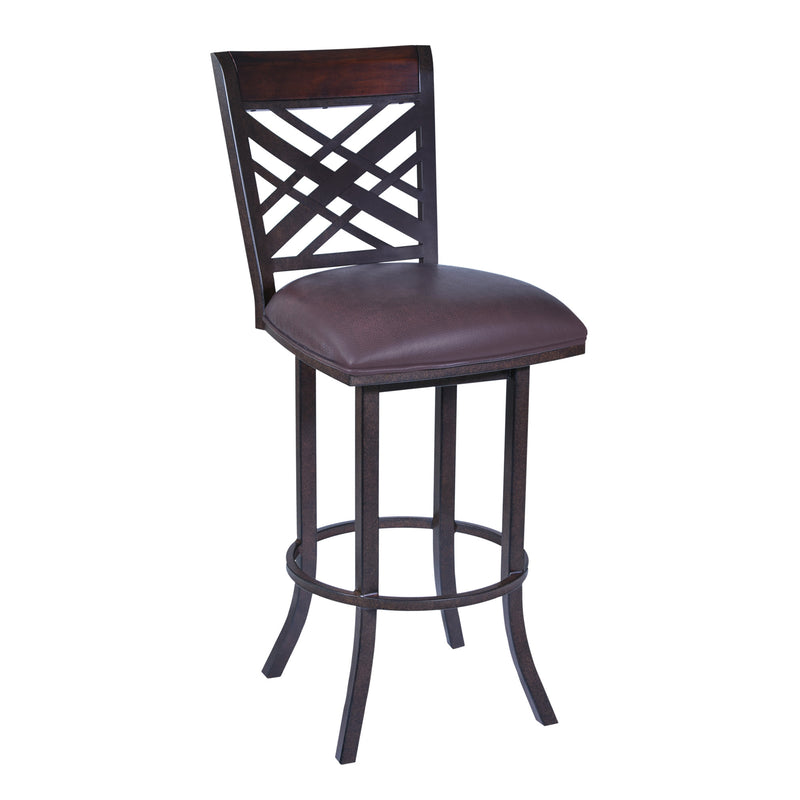 45" Brown Faux Leather And Iron Bar Height Chair By Homeroots | Bar Stools | Modishstore