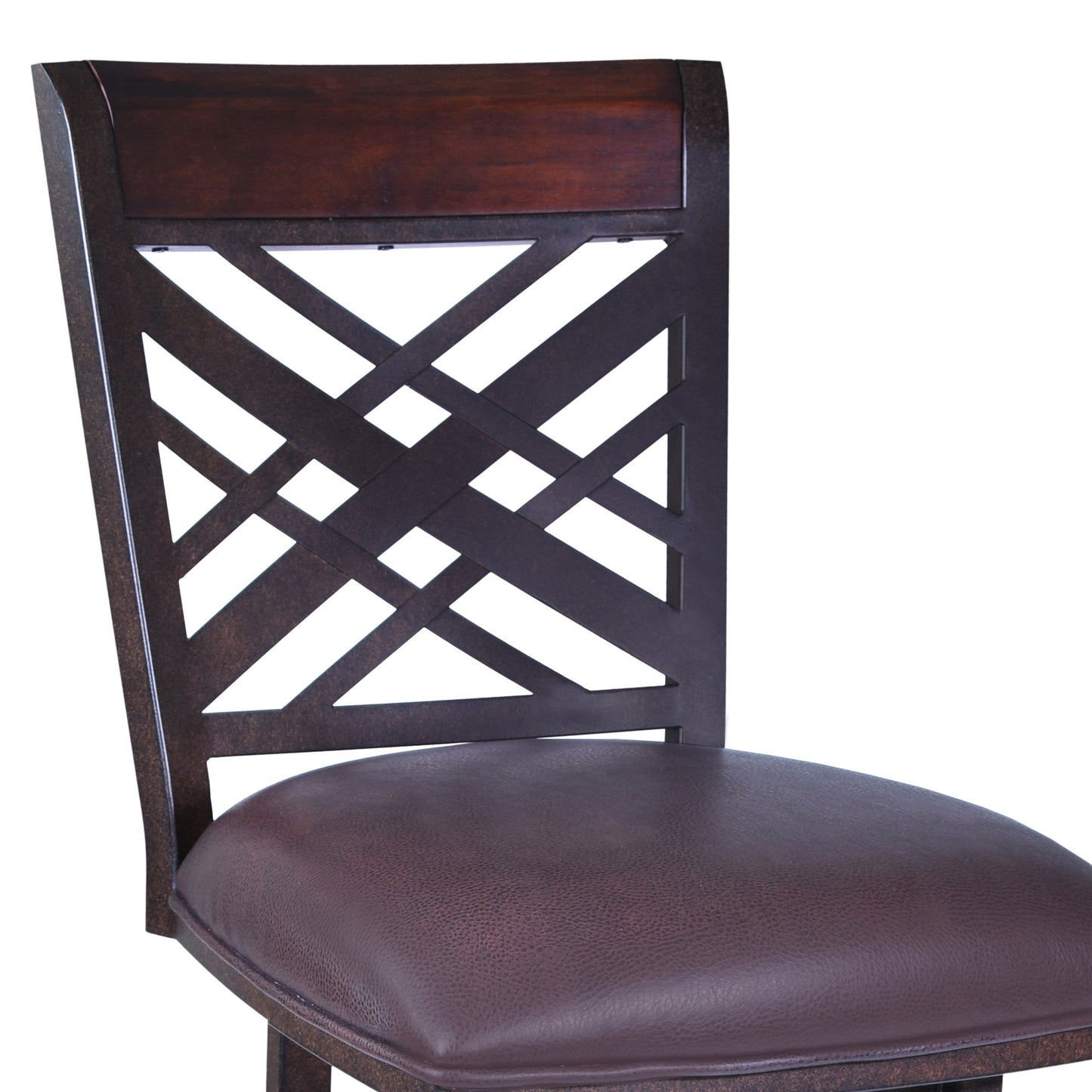 45" Brown Faux Leather And Iron Bar Height Chair By Homeroots | Bar Stools | Modishstore - 3