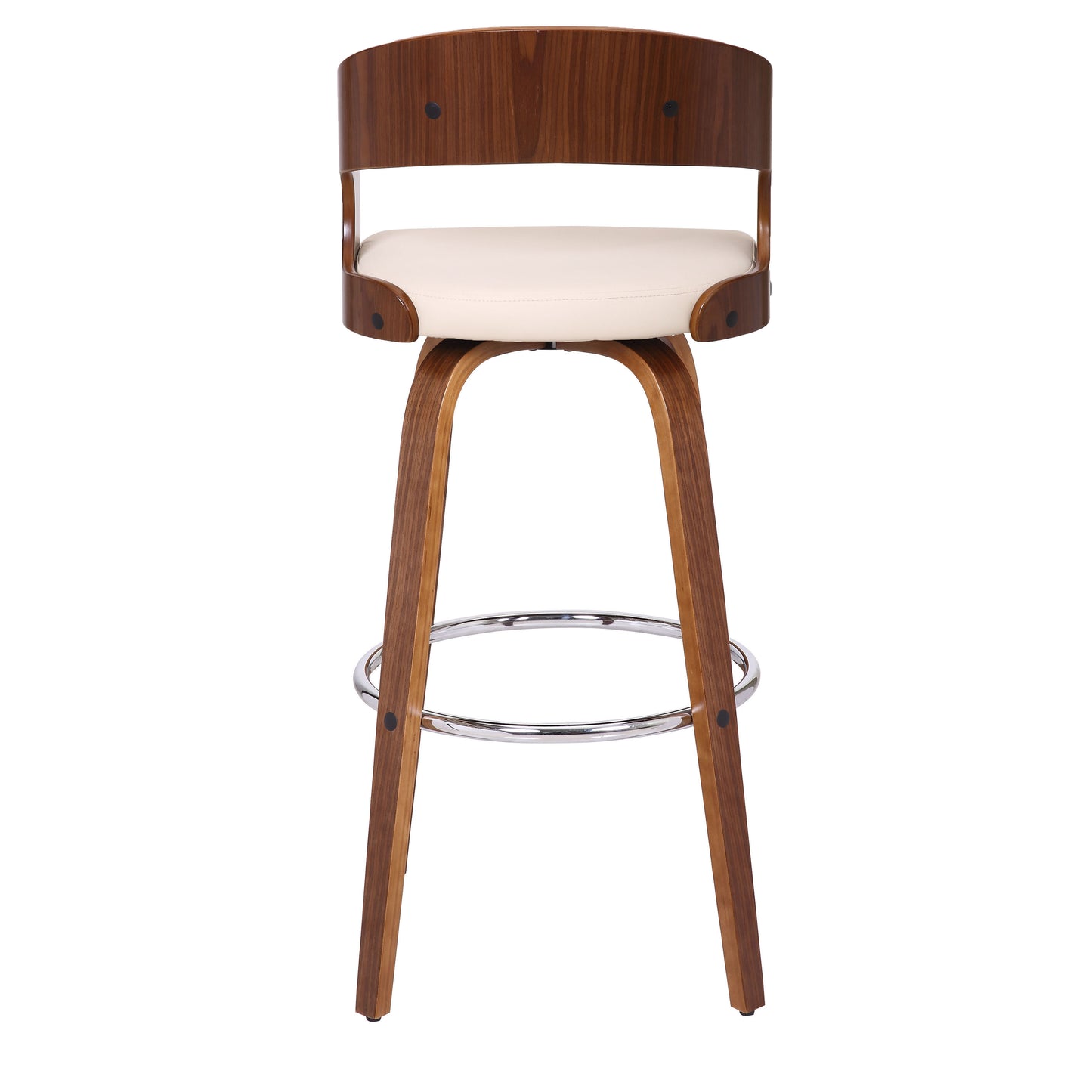 Cream Faux Leather Modern Walnut Wooden Bar Stool By Homeroots | Bar Stools | Modishstore - 6