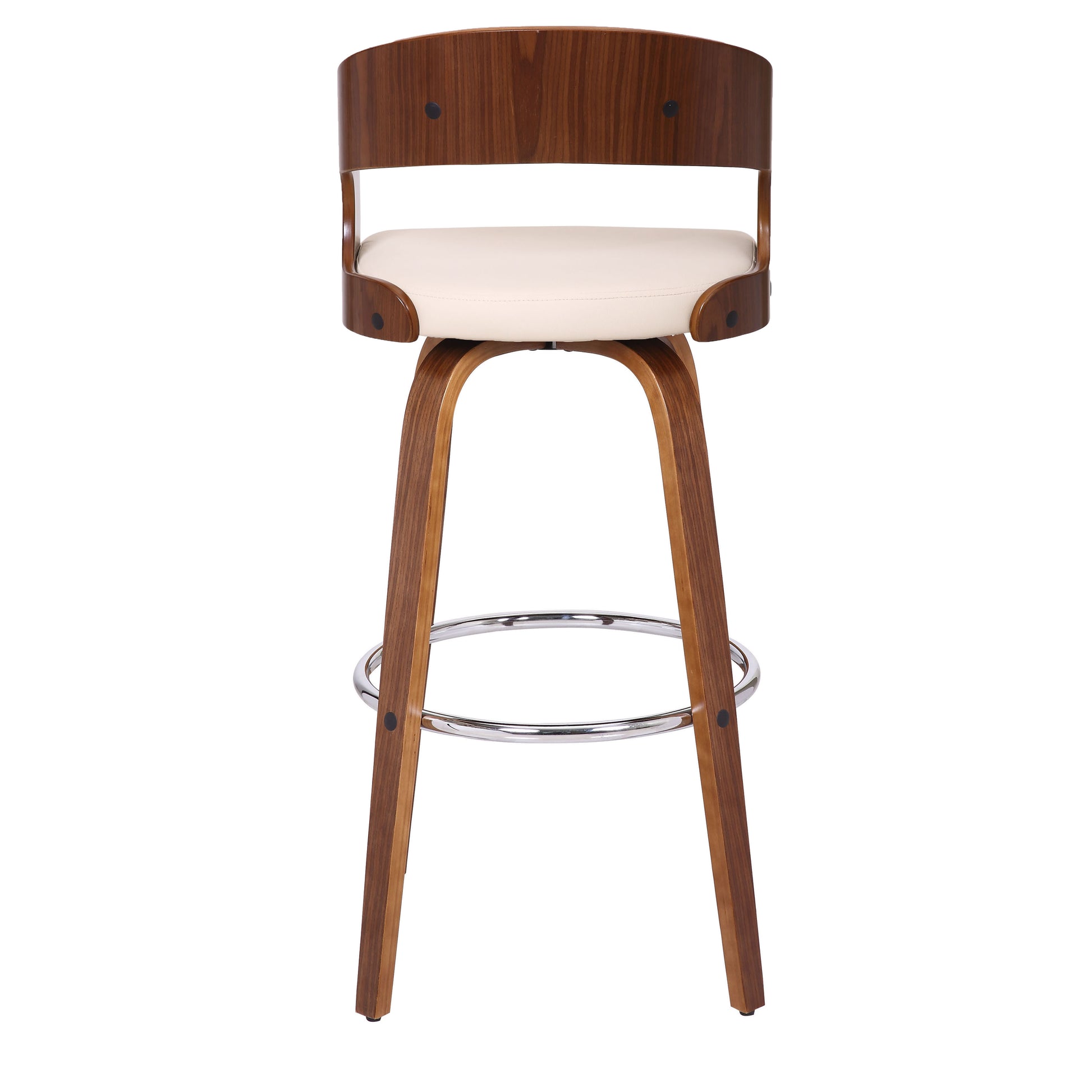 Cream Faux Leather Modern Walnut Wooden Bar Stool By Homeroots | Bar Stools | Modishstore - 6