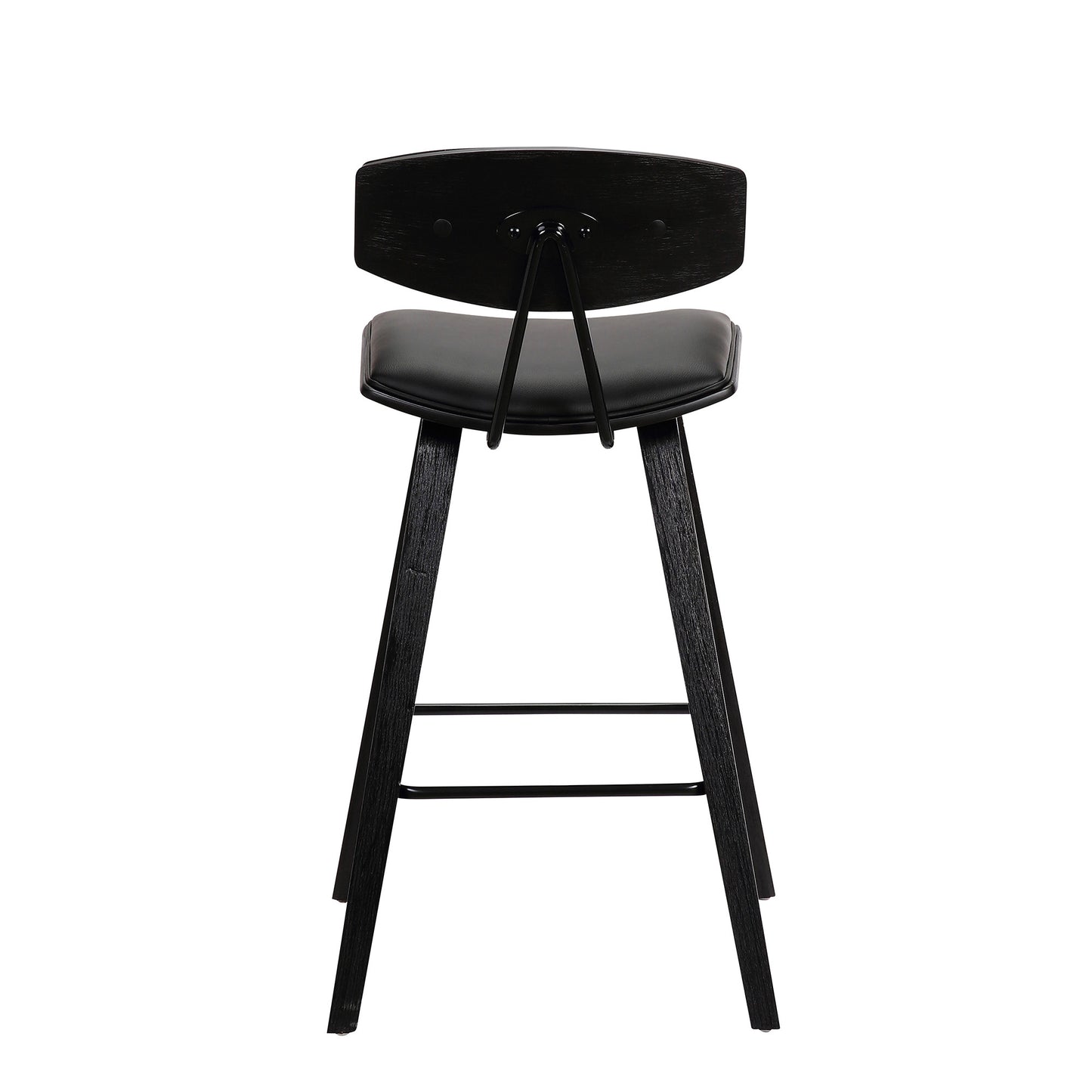 26” Black Faux Leather Mid Century Modern Bar Stool By Homeroots | Bar Stools | Modishstore - 6