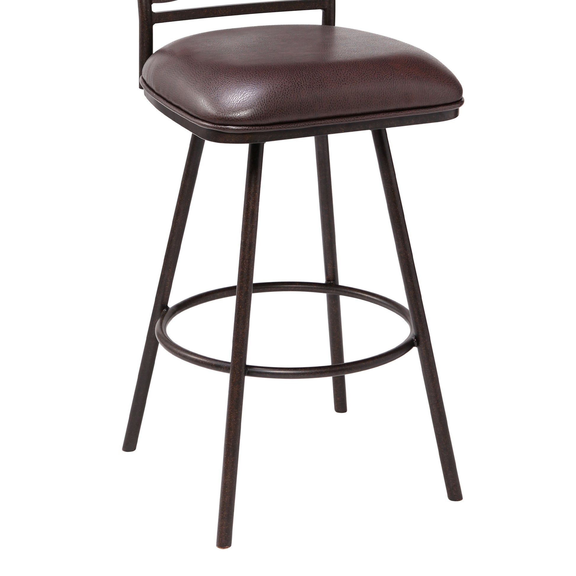 30" Brown Faux Leather Speckled Metal and Maple Wood Bar Stool By Homeroots | Bar Stools | Modishstore - 6