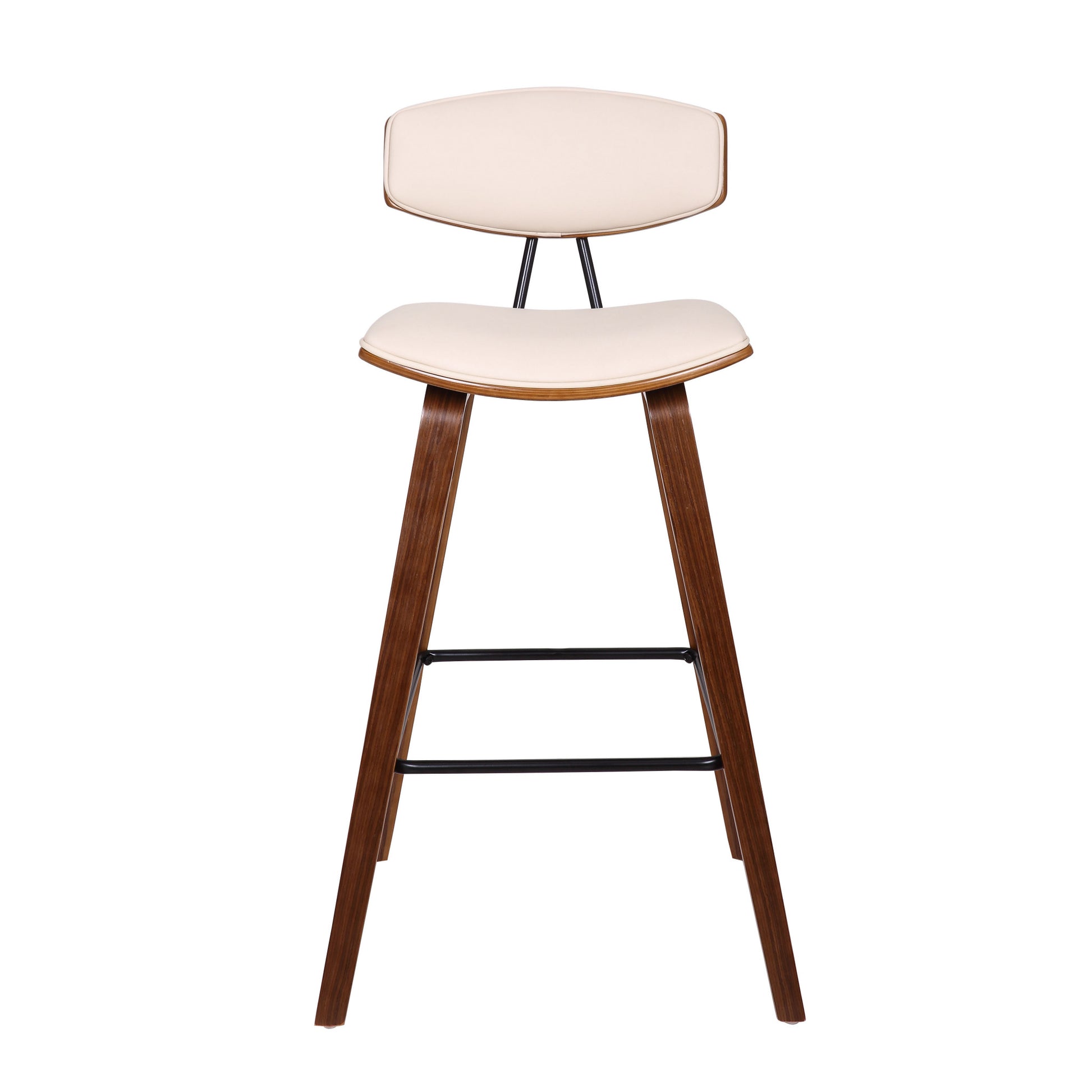 29” Cream Faux Leather Mid Century Modern Bar Stool By Homeroots | Bar Stools | Modishstore - 3