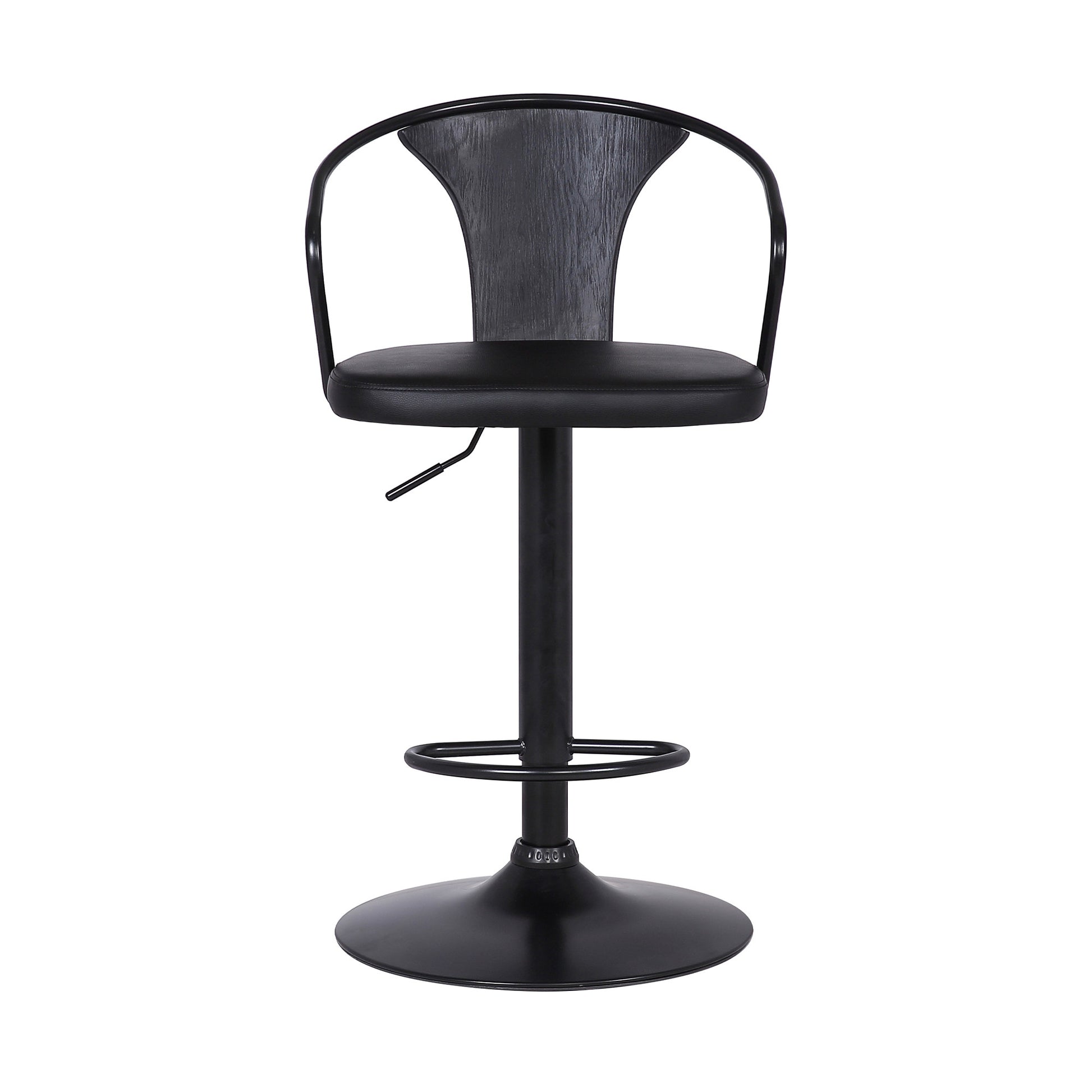 Black Faux Leather & Metal Base Adjustable Bar Stool By Homeroots | Bar Stools | Modishstore - 3