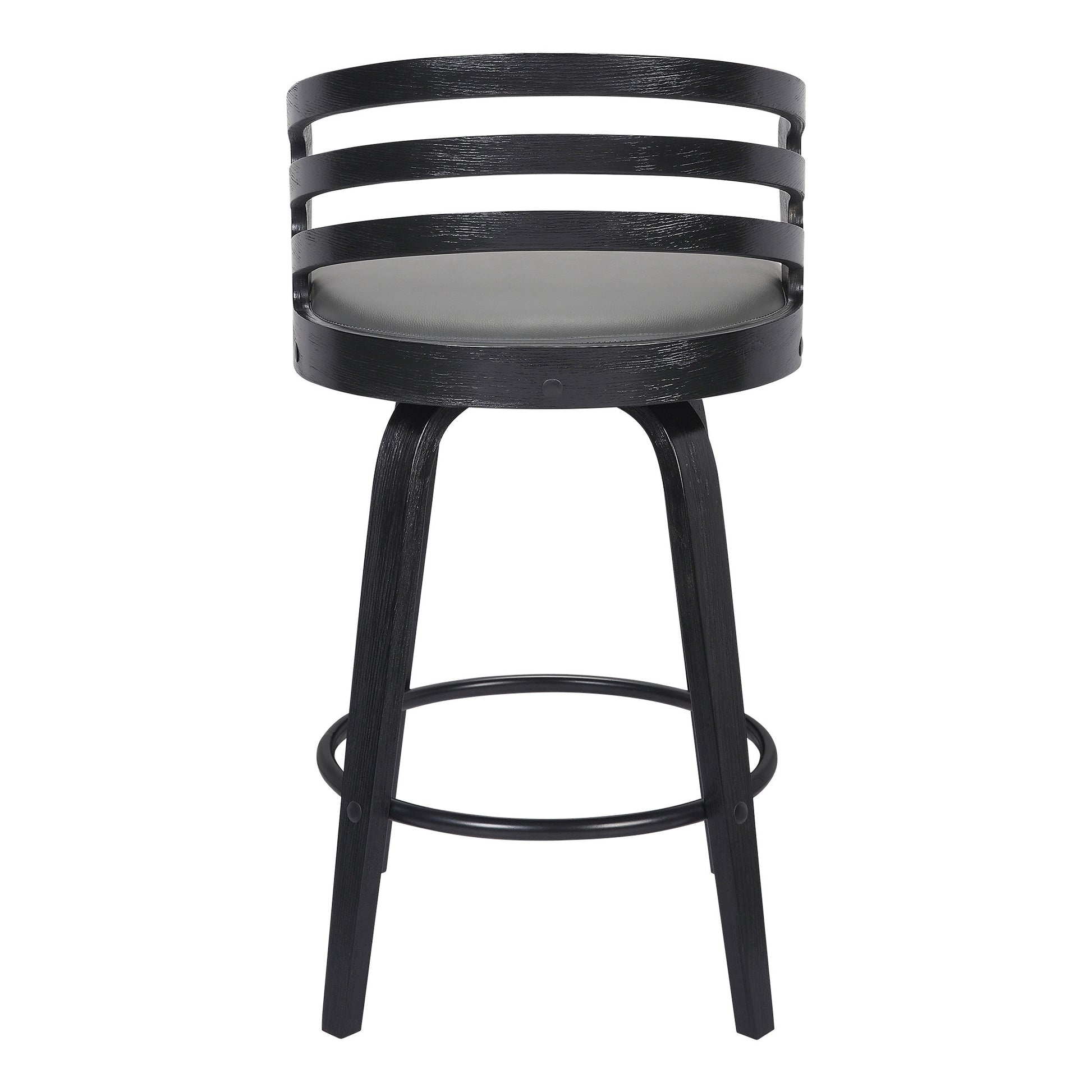 30” Gray Modern Faux Leather Swivel Bar Stool By Homeroots | Bar Stools | Modishstore - 5