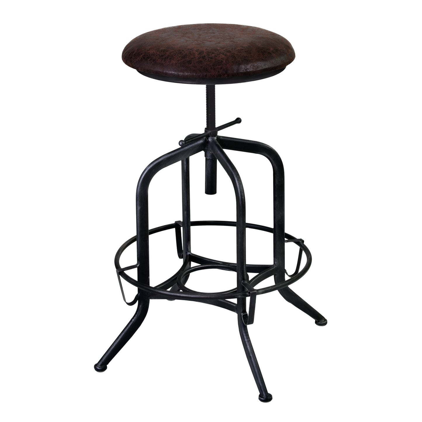 Brown and Black Adjustable Industrial Style Bar Stool By Homeroots | Bar Stools | Modishstore - 2