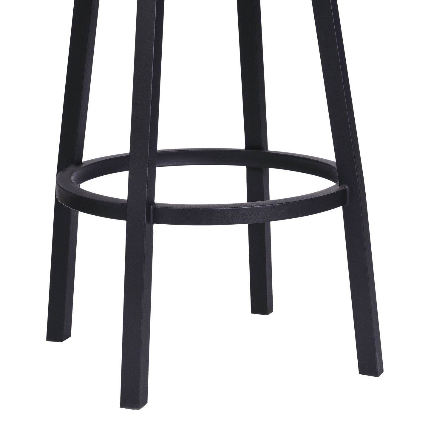 30" Vintage Black on Black Faux Leather Rectangular Swivel Armless Bar Stool By Homeroots | Bar Stools | Modishstore - 7